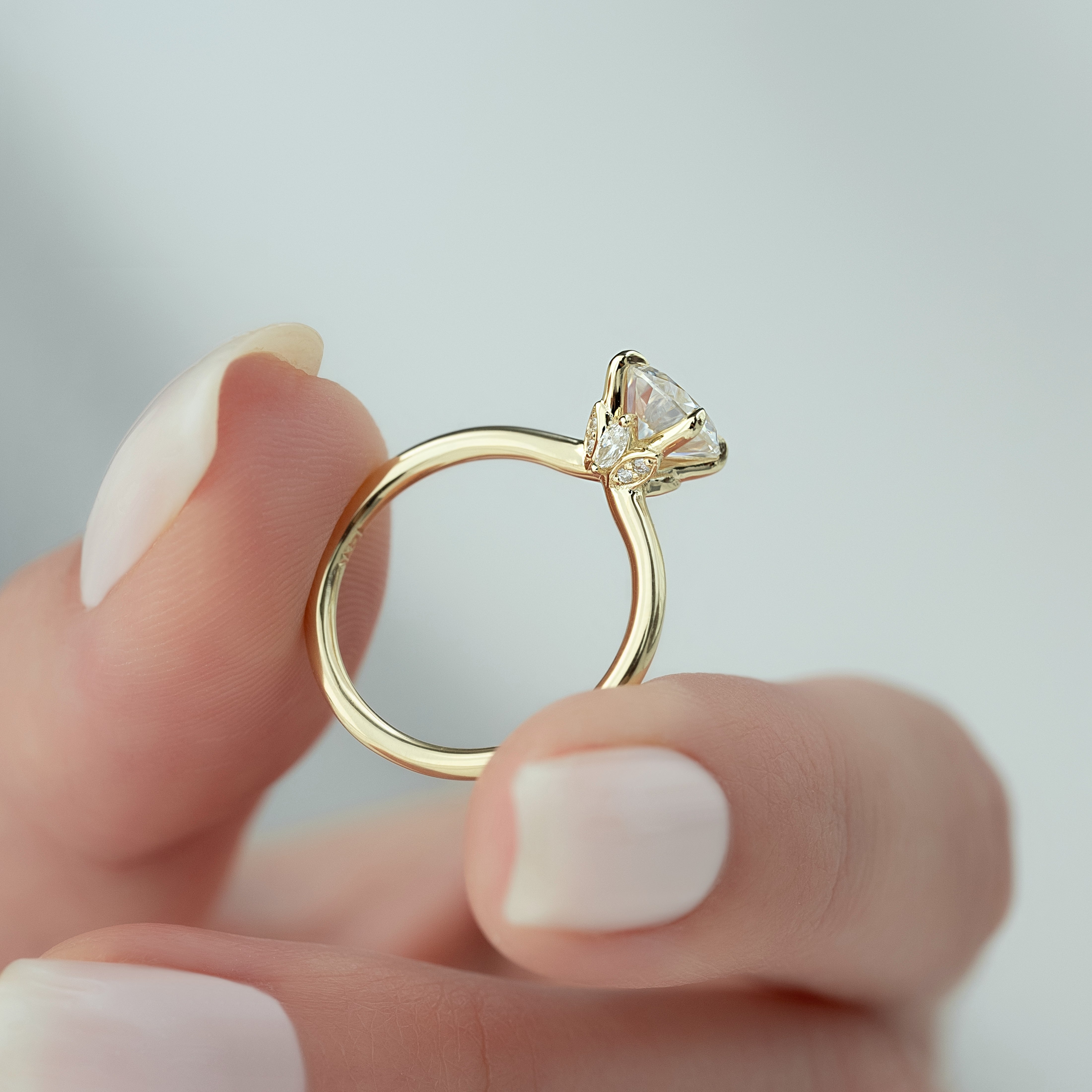 Round cut CVD diamond solitaire engagement ring in white gold setting