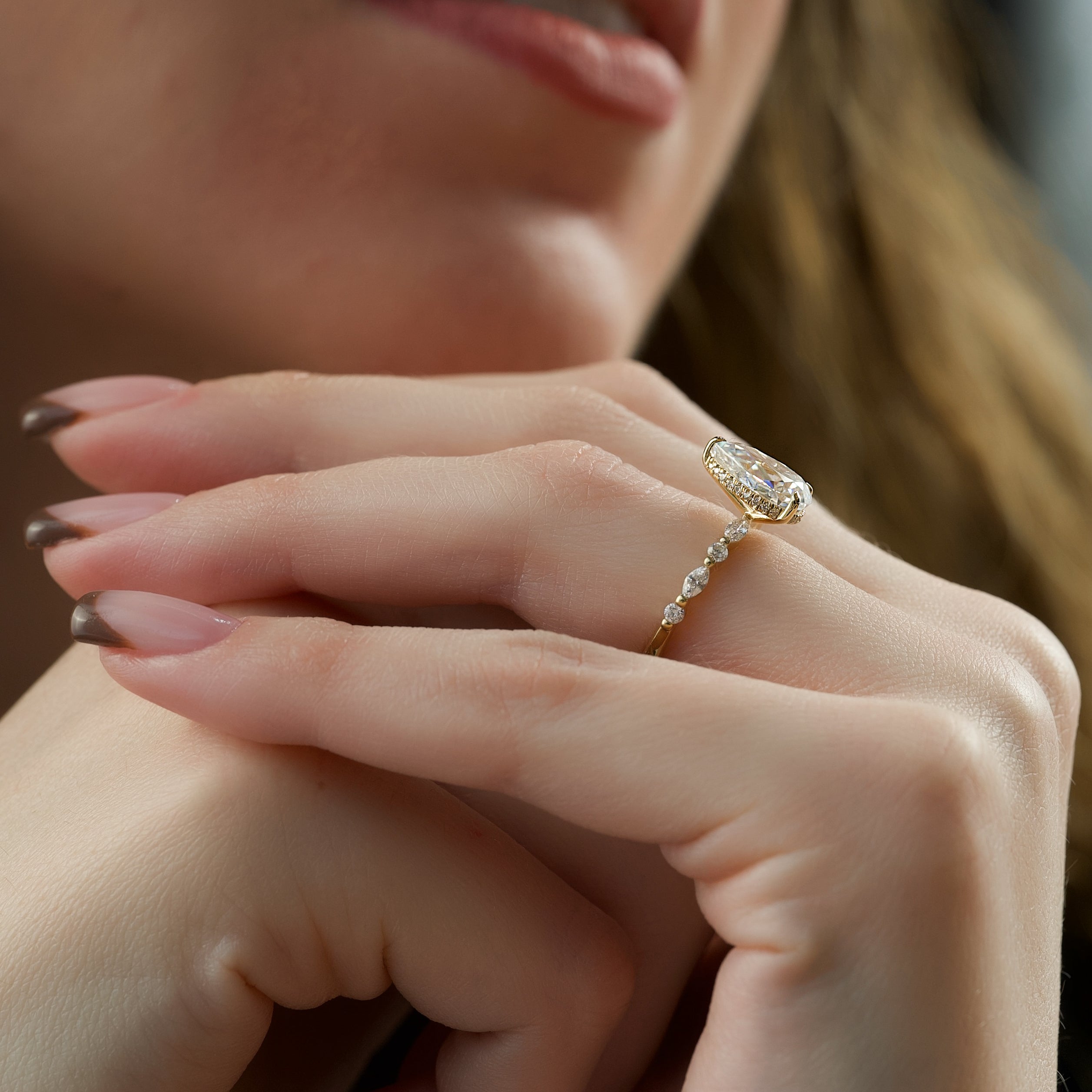 1.50 - 3.50 CT Pear Cut Lab Grown Diamond Hidden Halo & Pave Engagement Ring