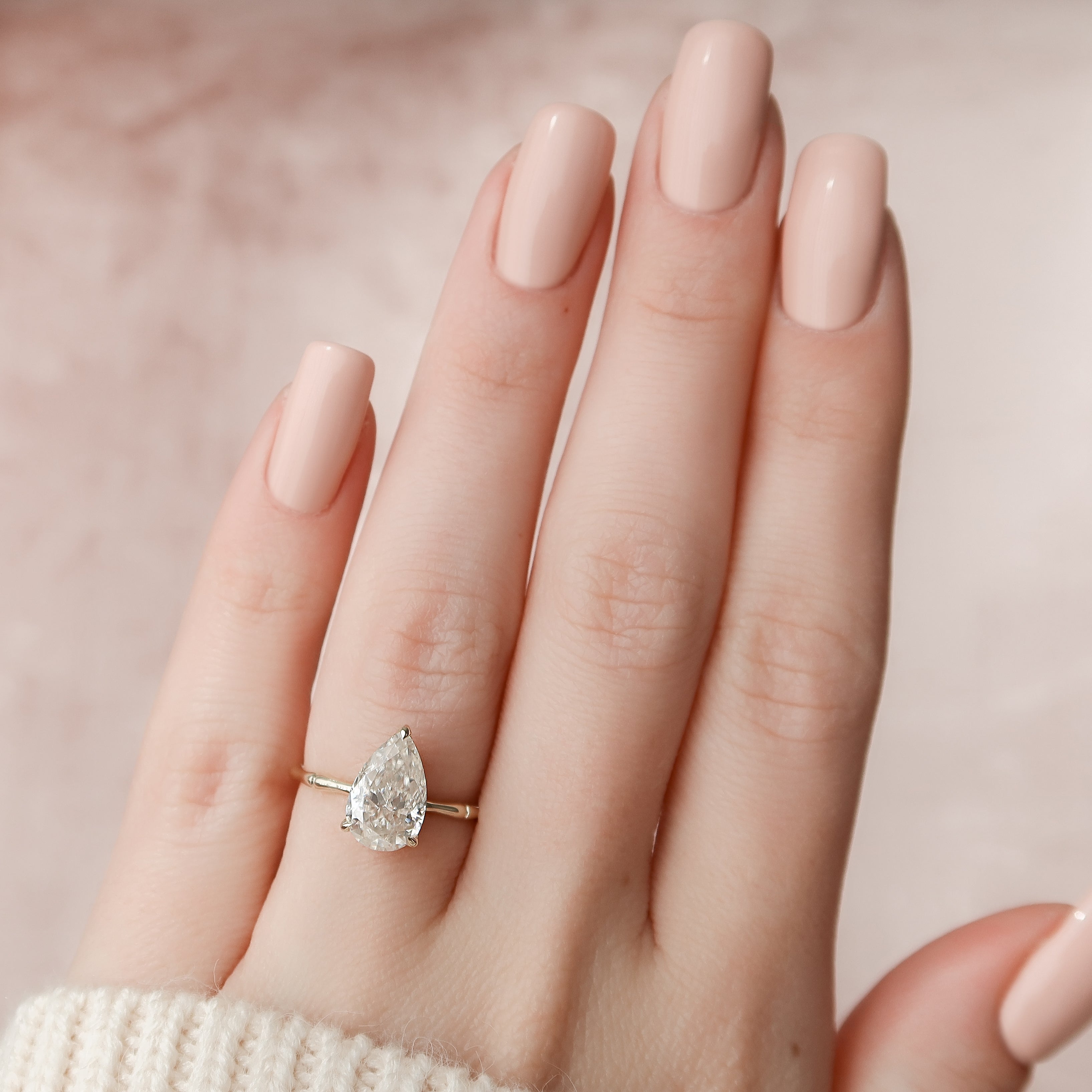 1.0 - 3.0 CT Pear Cut Lab Grown Diamond Hidden Halo Engagement Ring