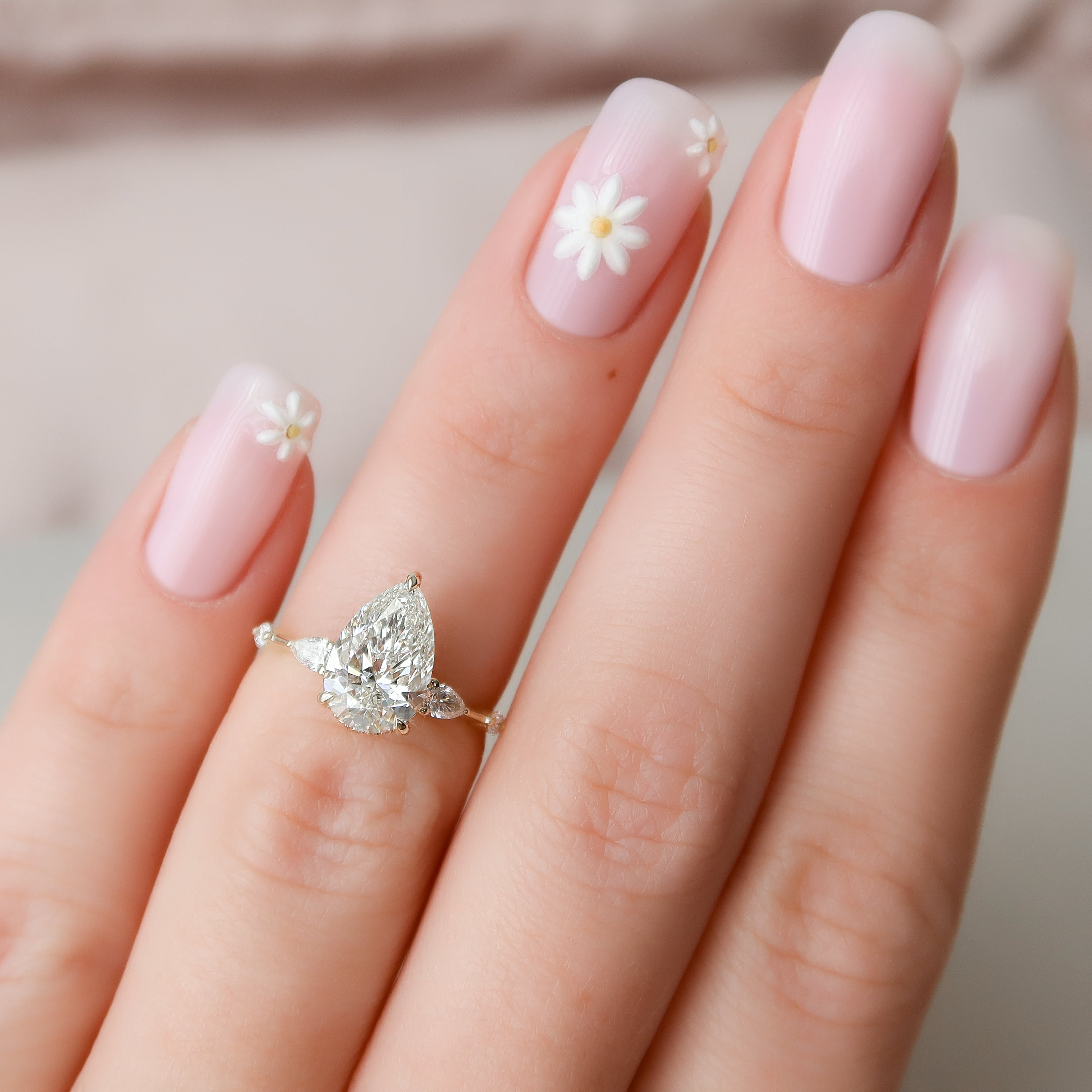1.0 - 3.0 CT Pear Cut Lab Grown Diamond Hidden Halo Engagement Ring