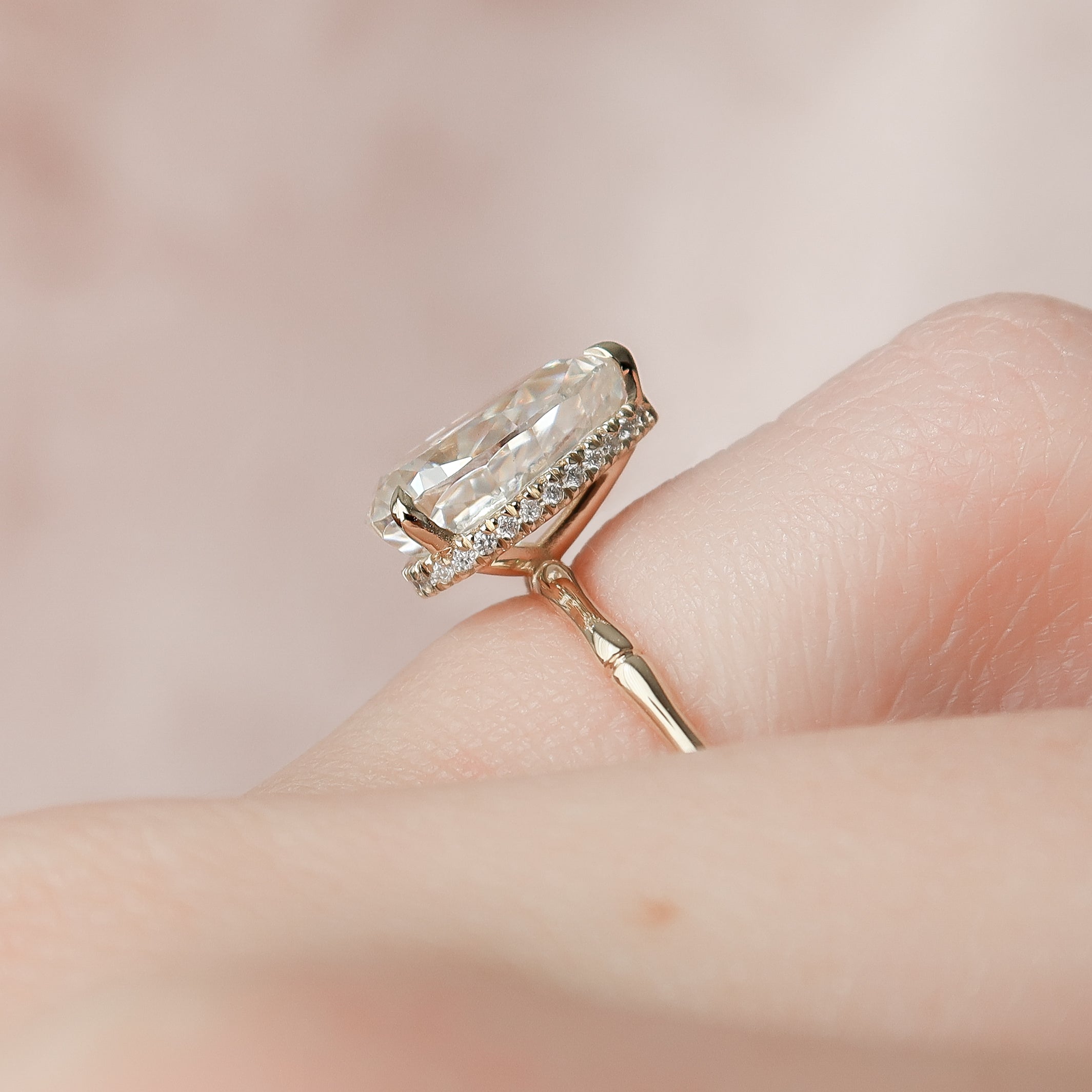 1.0 - 3.0 CT Pear Cut CVD Diamond Hidden Halo Engagement Ring