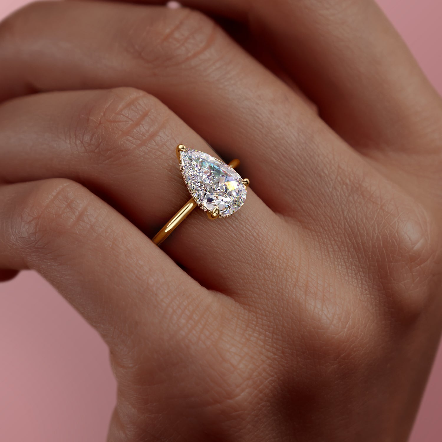 1.0 - 3.0 CT Pear Cut Lab Grown Diamond Solitaire Engagement Ring