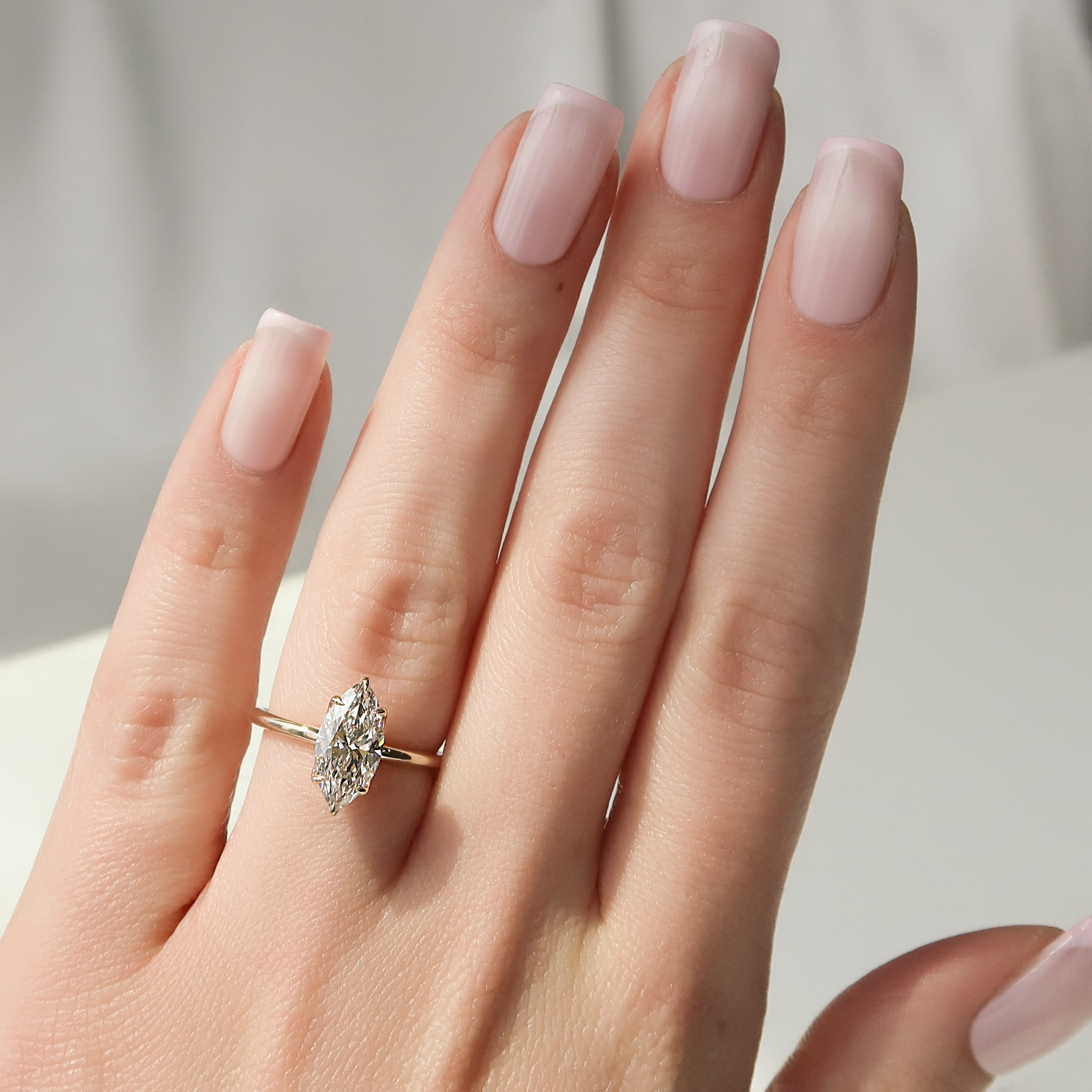 2.0 - 4.0 CT Marquise Cut CVD Diamond Solitaire Engagement Ring