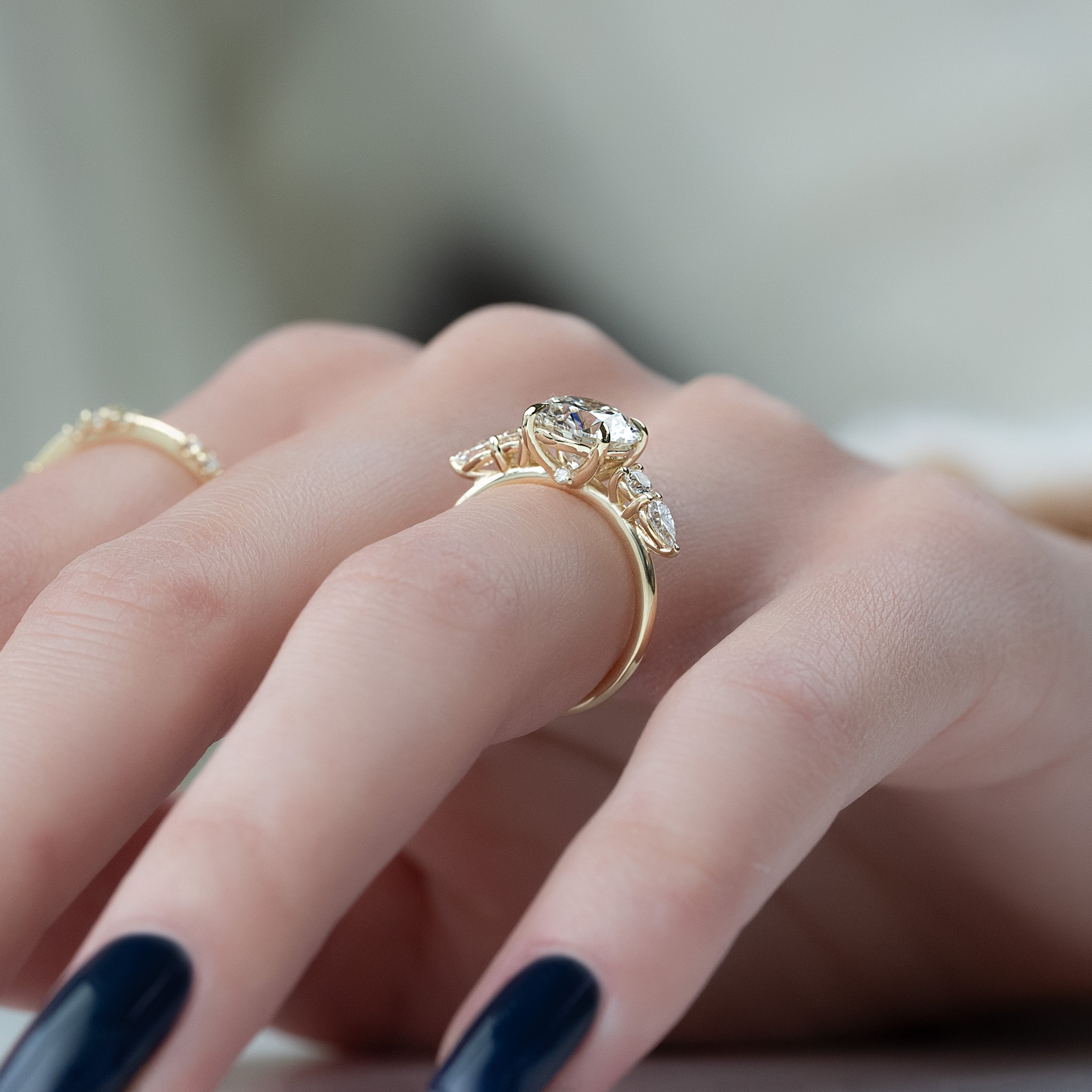 2.0 - 3.0 CT Round Cut Lab Grown Diamond Five Stone Engagement Ring