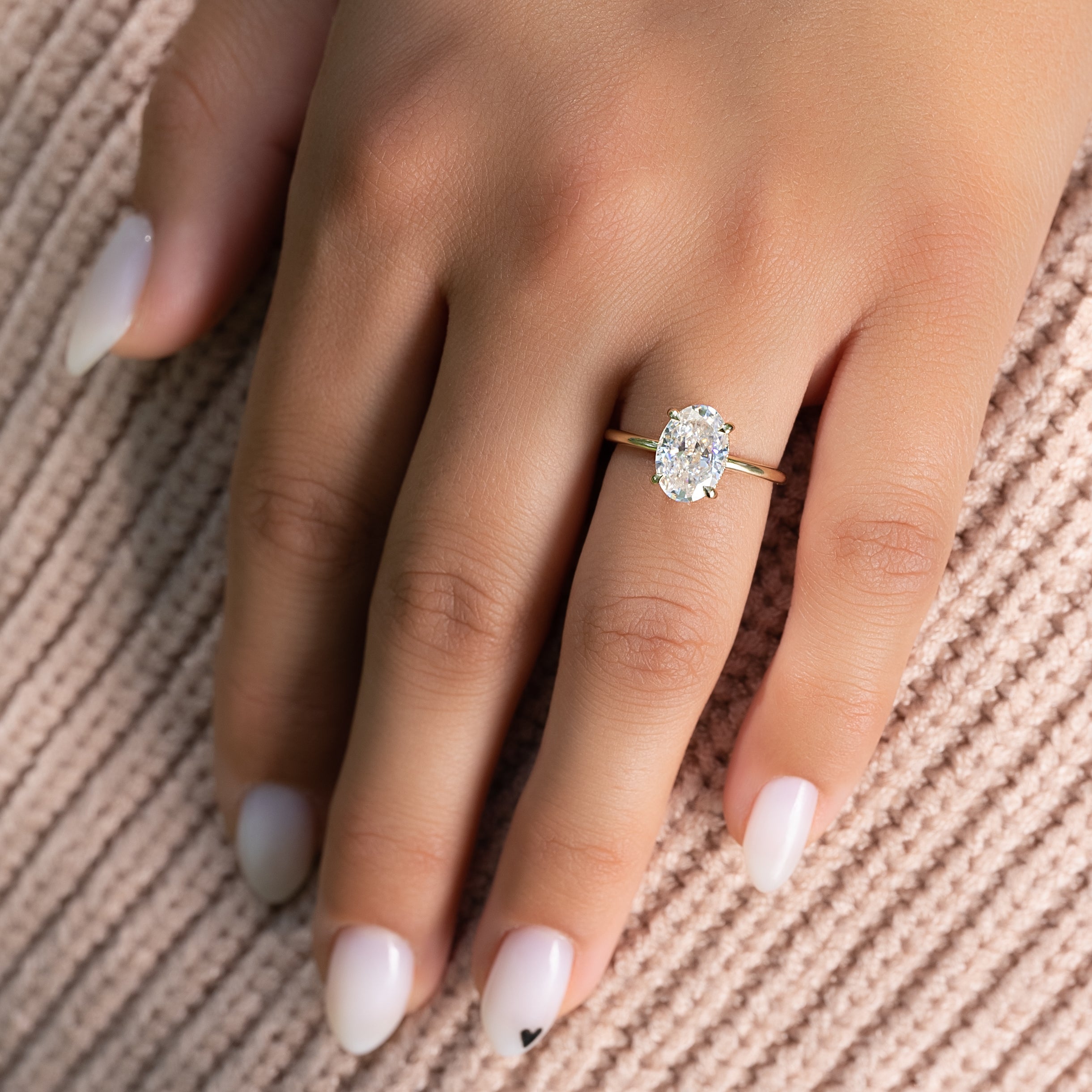 2.0 - 4.0 CT Oval Cut CVD Diamond Hidden Halo Engagement Ring
