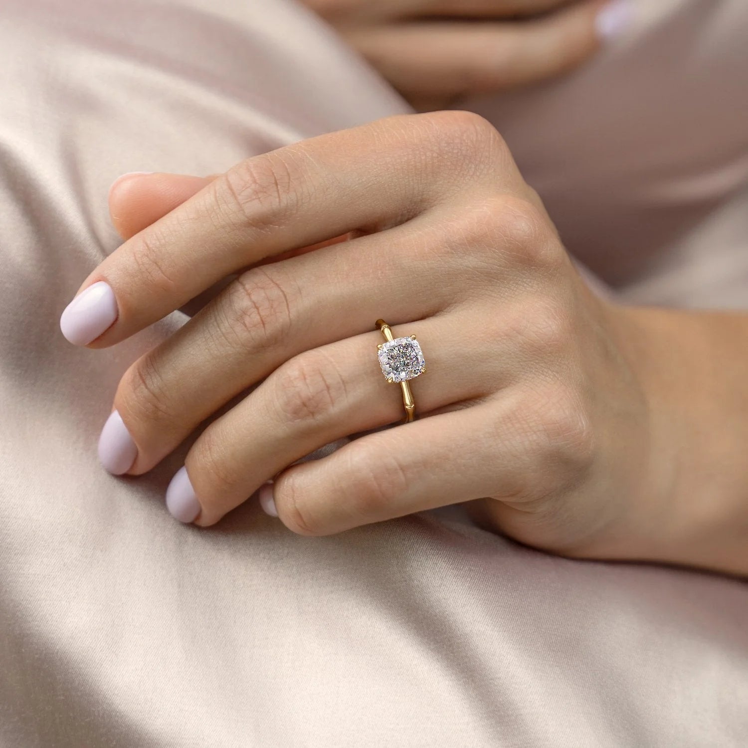 2.0 - 4.0 CT Cushion Cut CVD Diamond Hidden Halo Engagement Ring