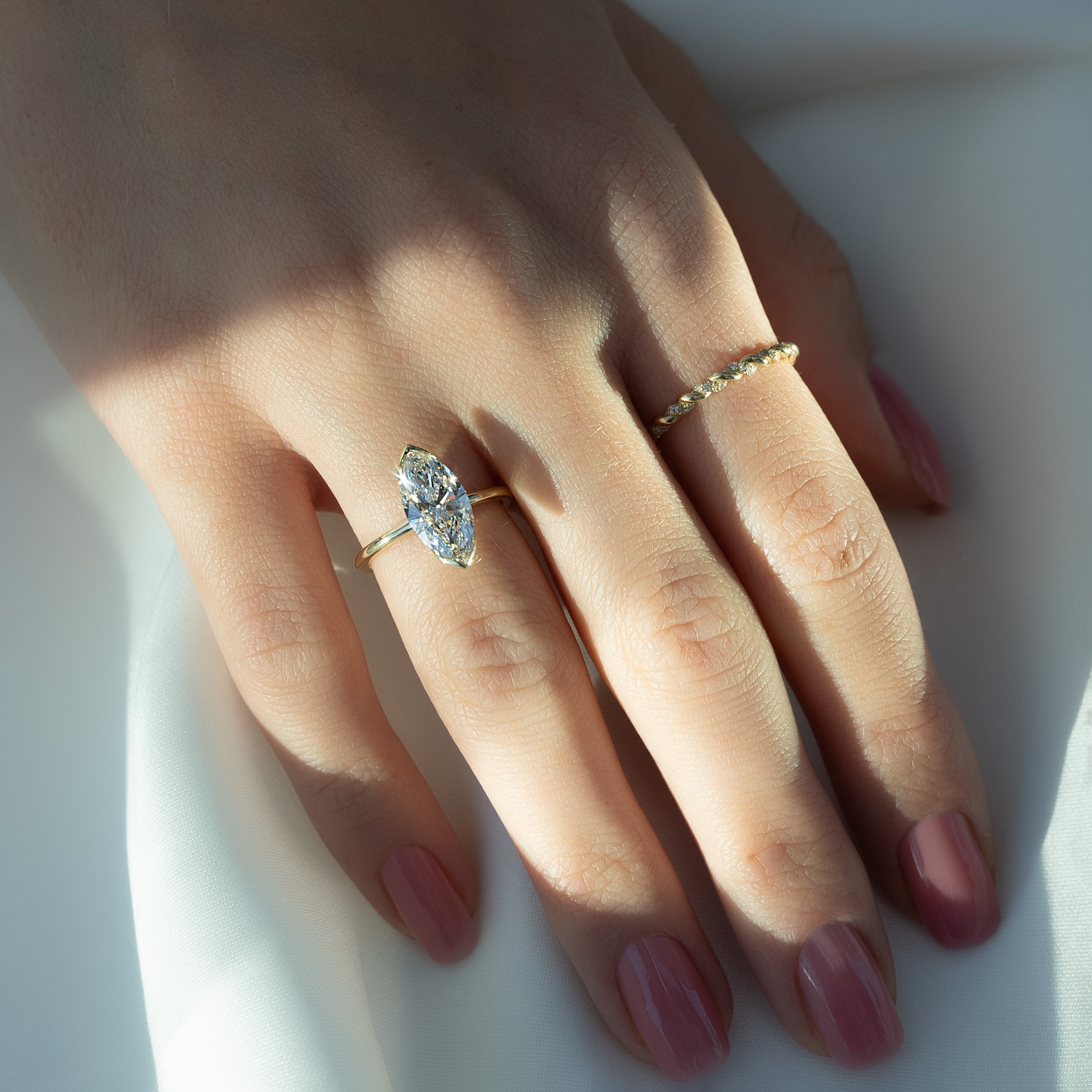 2.0 - 4.0 CT Marquise Cut CVD Diamond Solitaire Engagement Ring