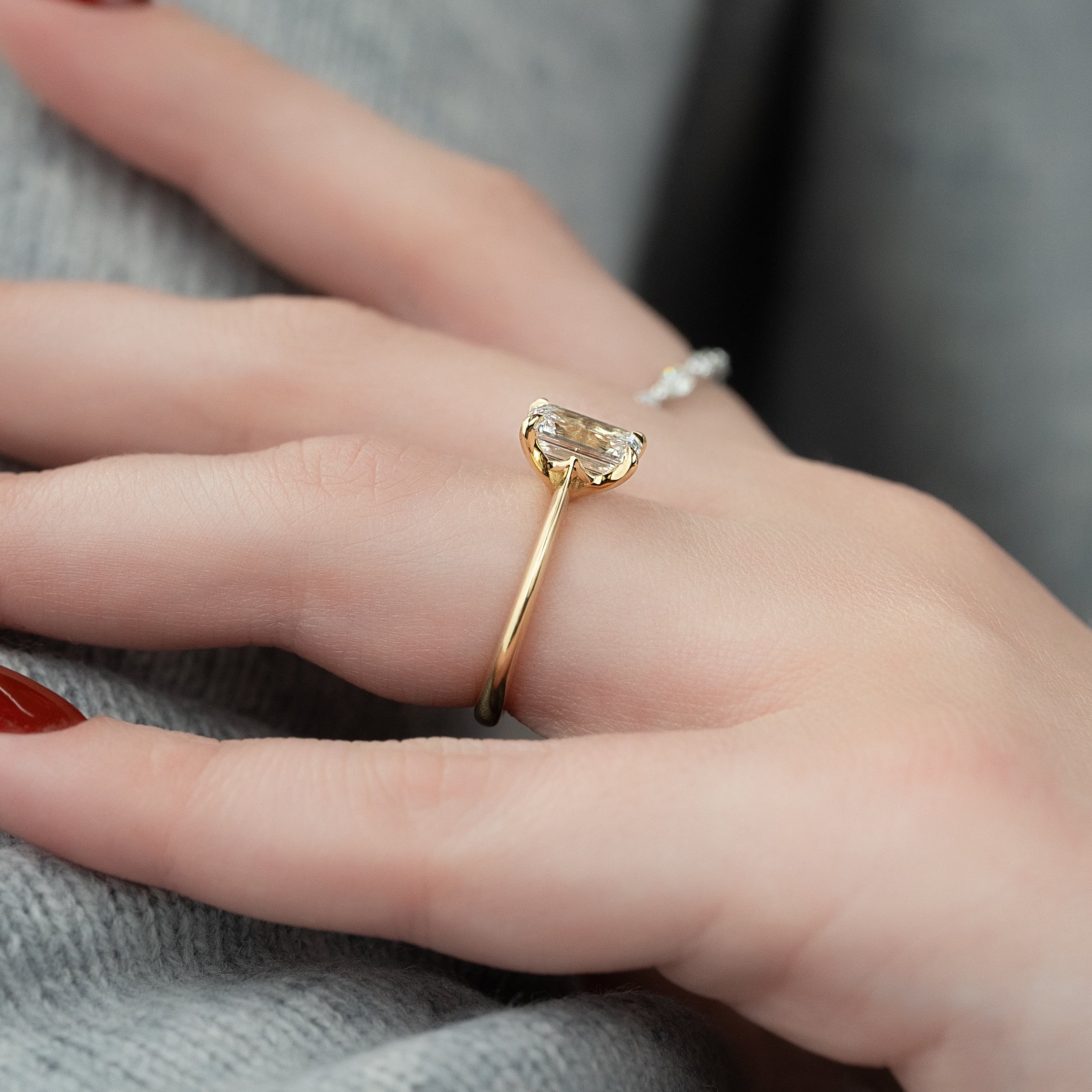 2.0 - 4.0 CT Emerald Cut Lab Grown Diamond Solitaire Engagement Ring