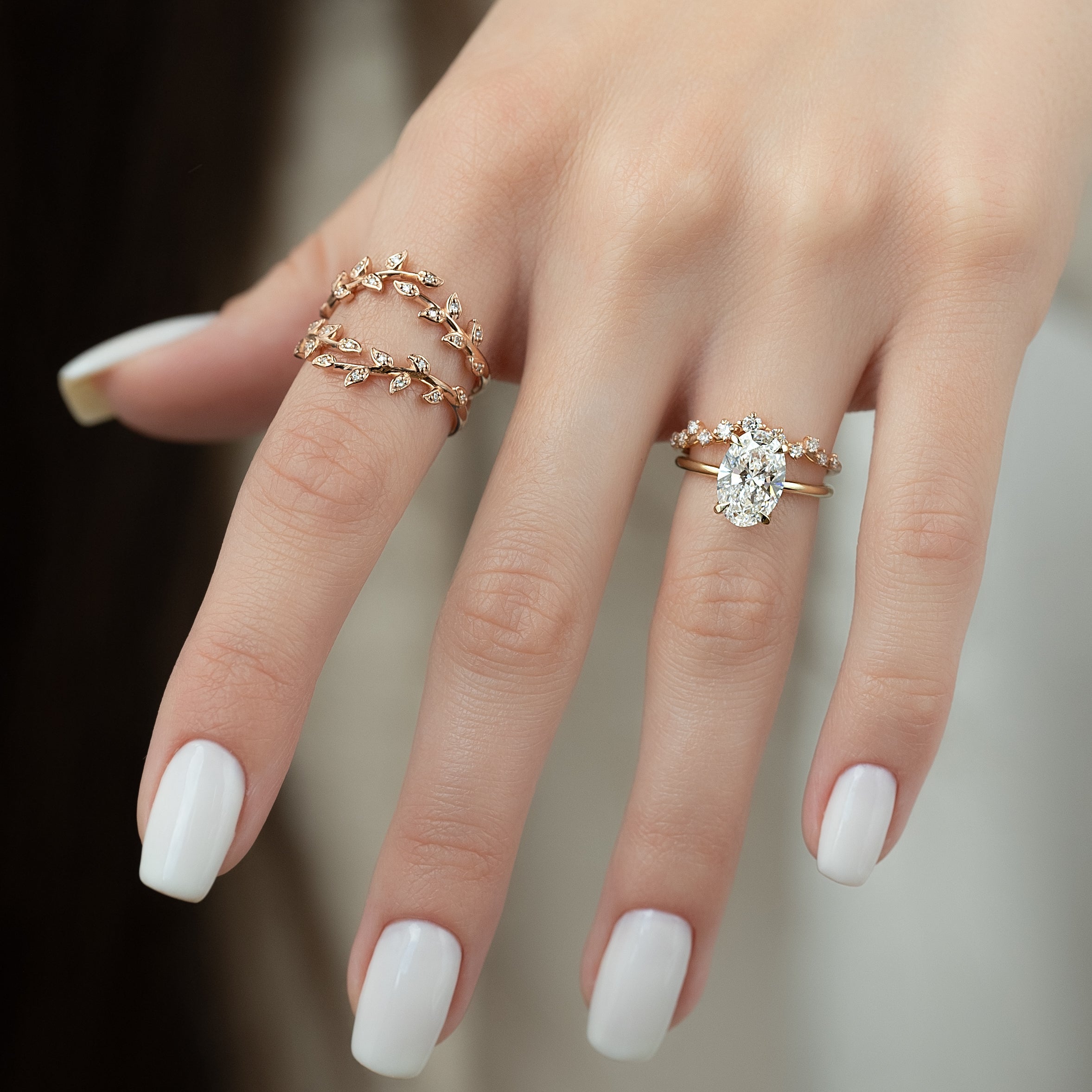 Oval cut CVD diamond solitaire engagement ring in platinum setting