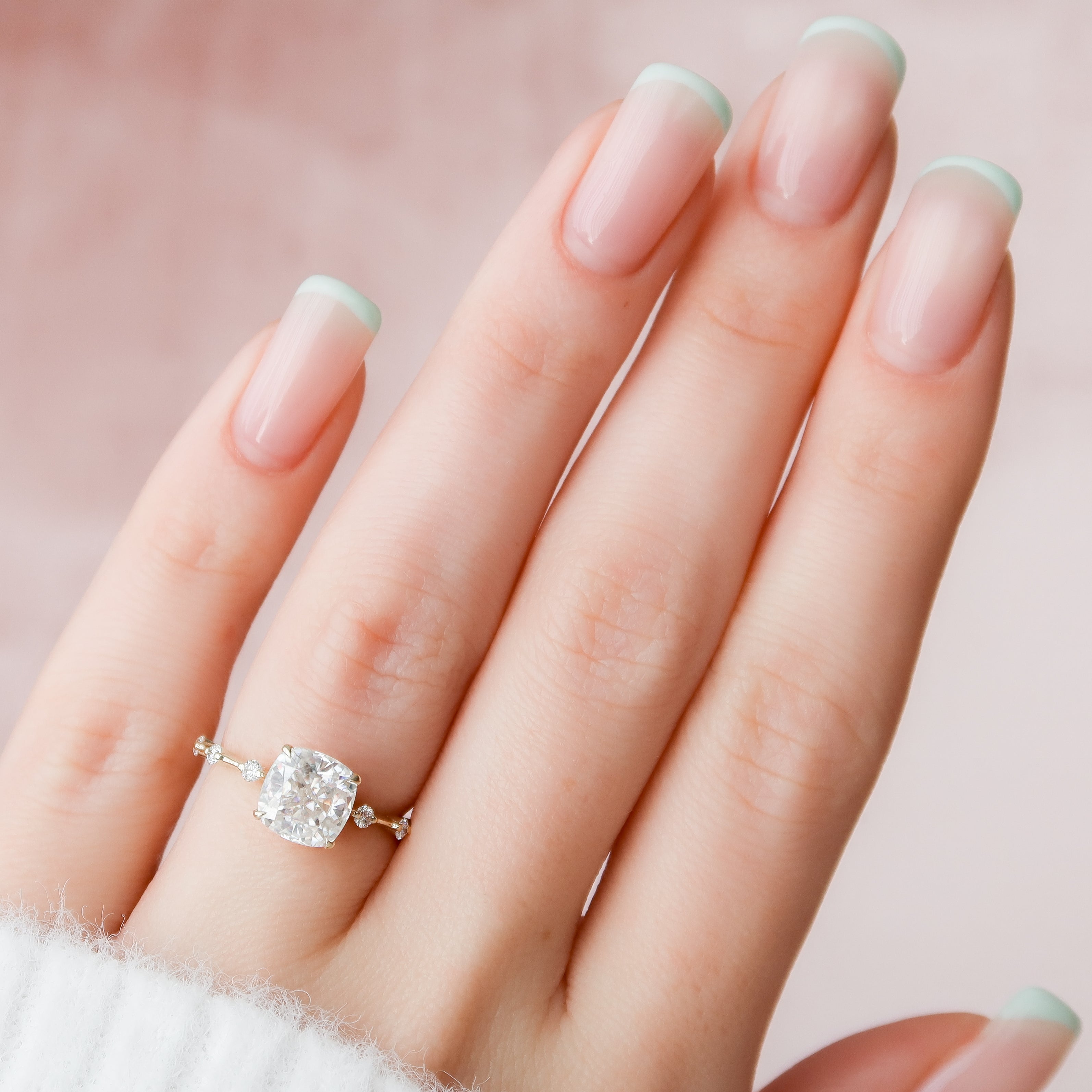 2.0 - 4.0 CT Cushion Cut Lab Grown Diamond Dainty Engagement Ring