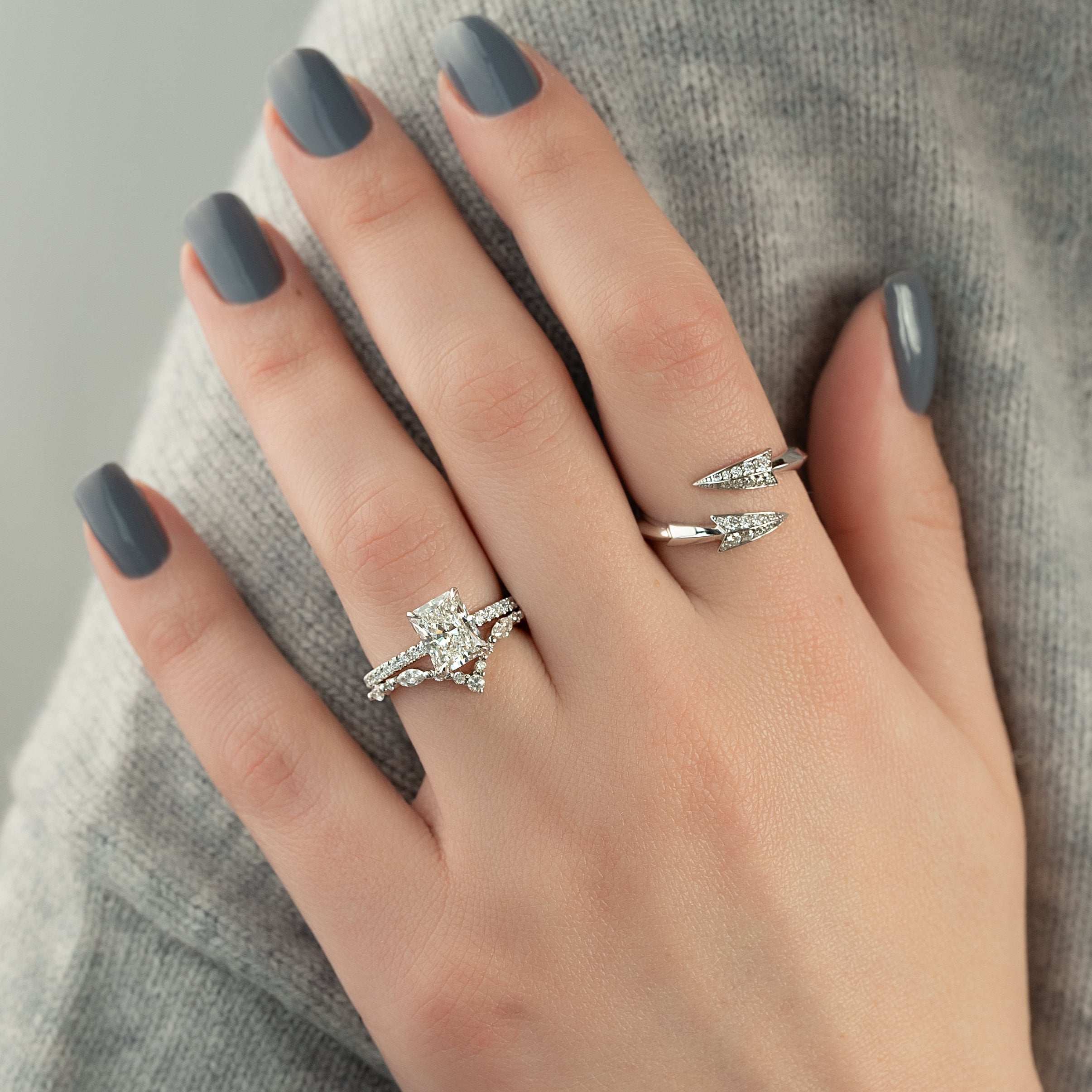 2.0 - 4.0 CT Radiant Cut Lab Grown Diamond Pave Engagement Ring