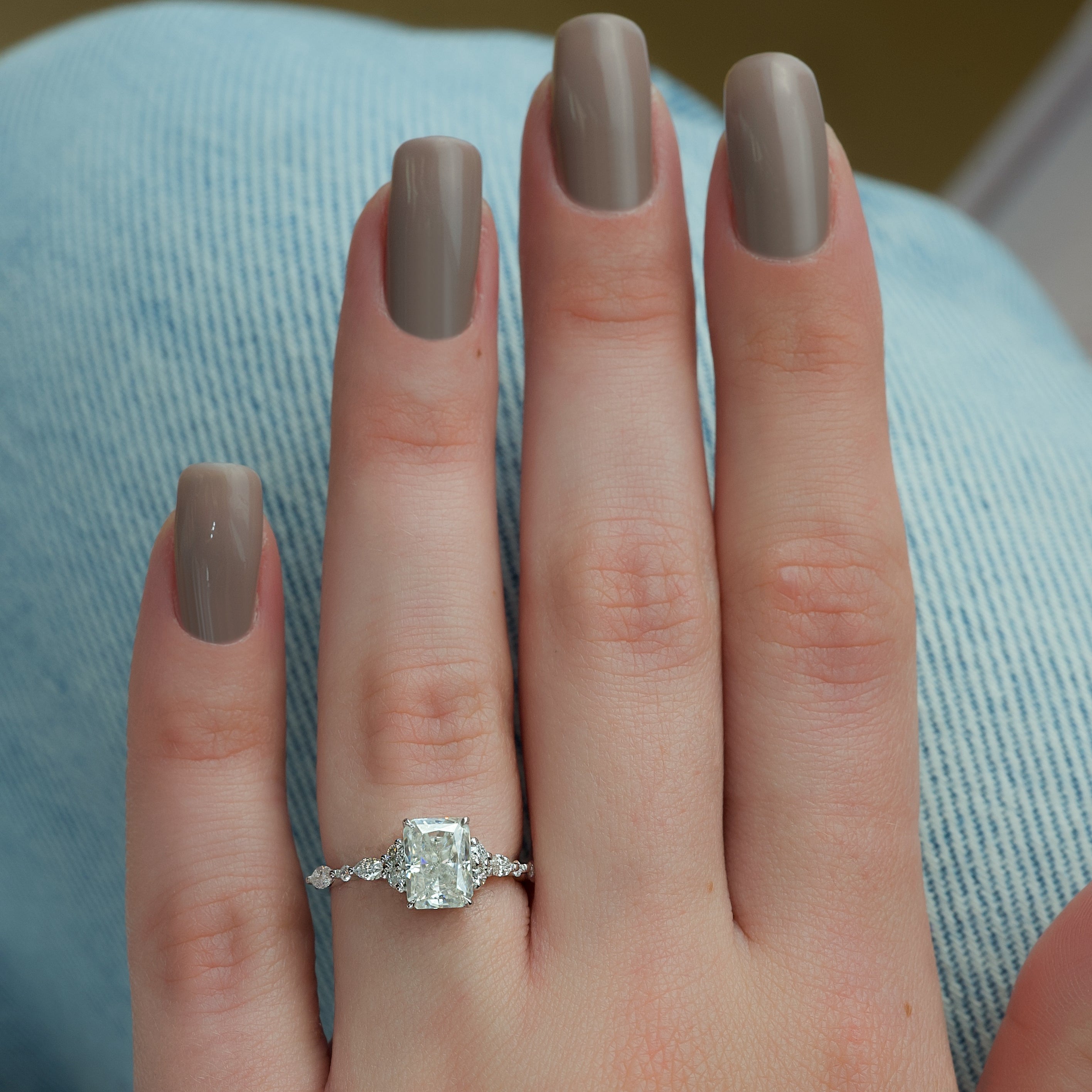 2.0 - 4.0 CT Radiant Cut CVD Diamond Cluster Engagement Ring