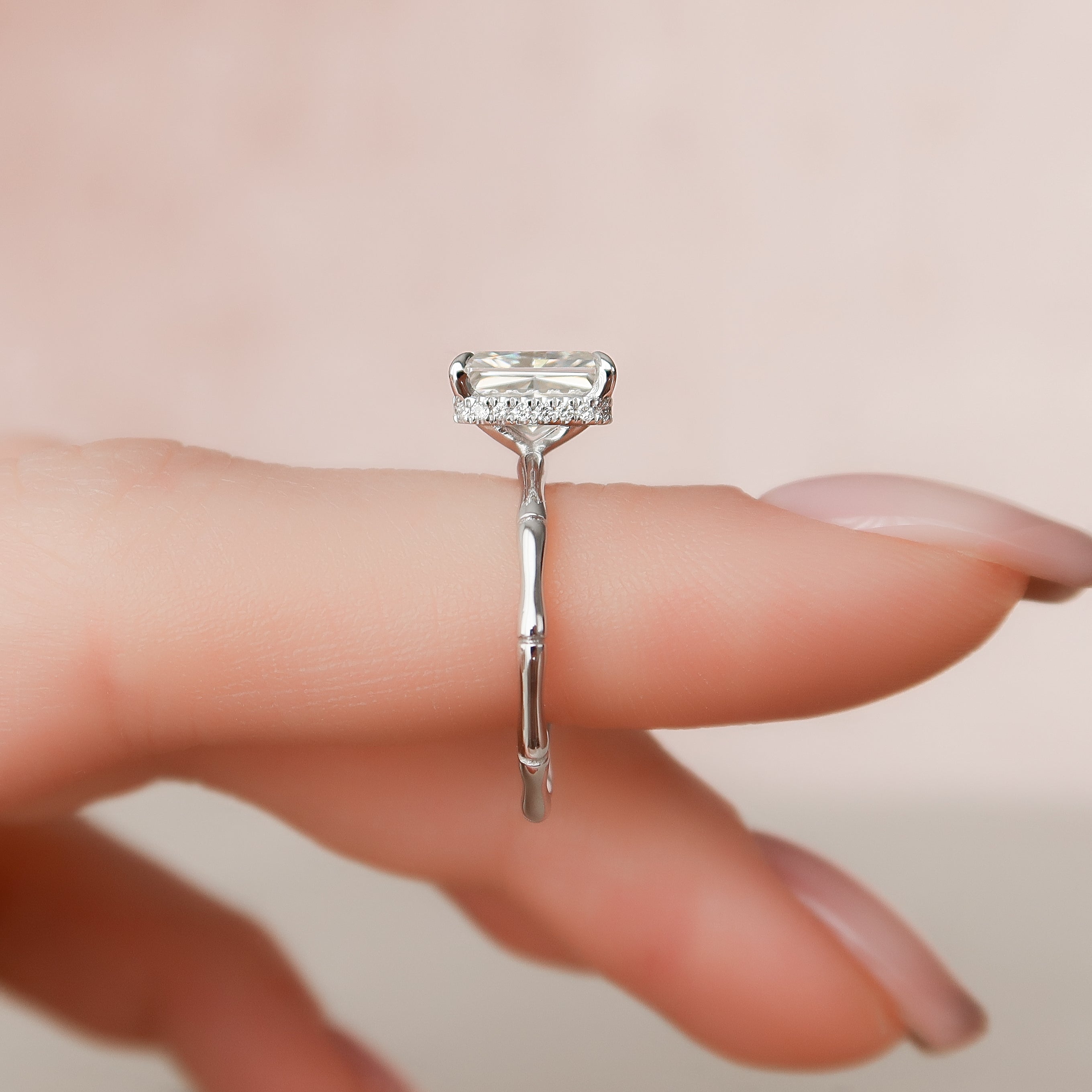 2.0 - 4.0  CT Radiant Cut Lab Grown Diamond Hidden Halo Engagement Ring