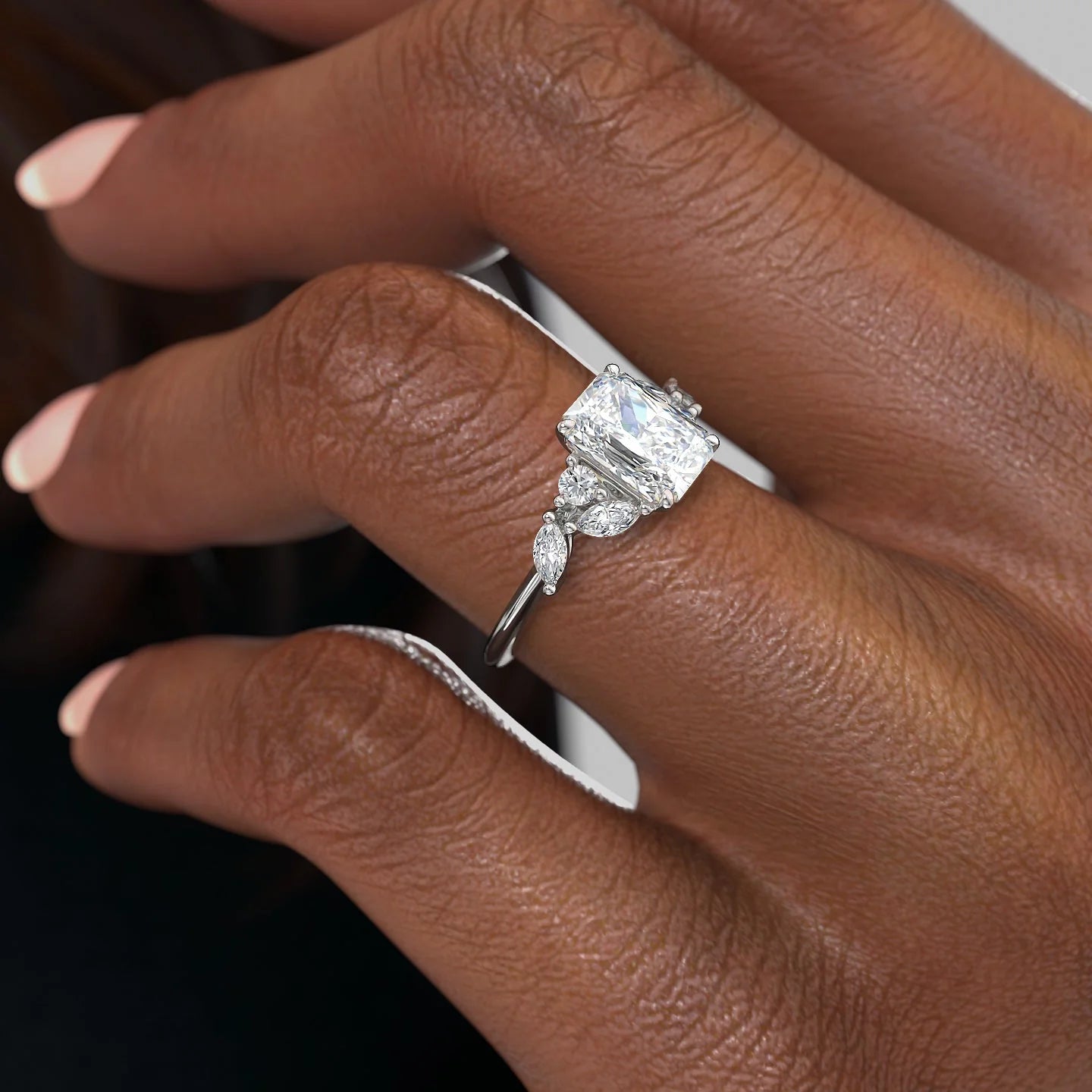 2.0 - 4.0 CT Radiant Cut CVD Diamond Cluster Engagement Ring
