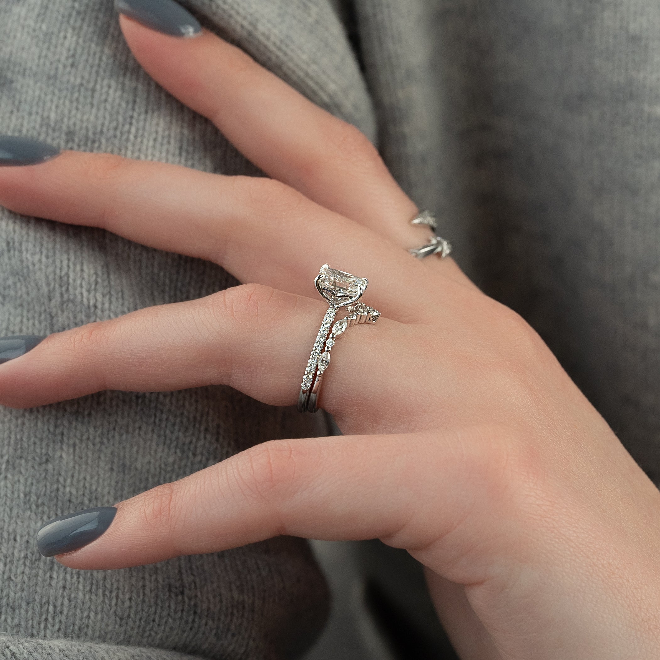 2.0 - 4.0 CT Radiant Cut Lab Grown Diamond Pave Engagement Ring