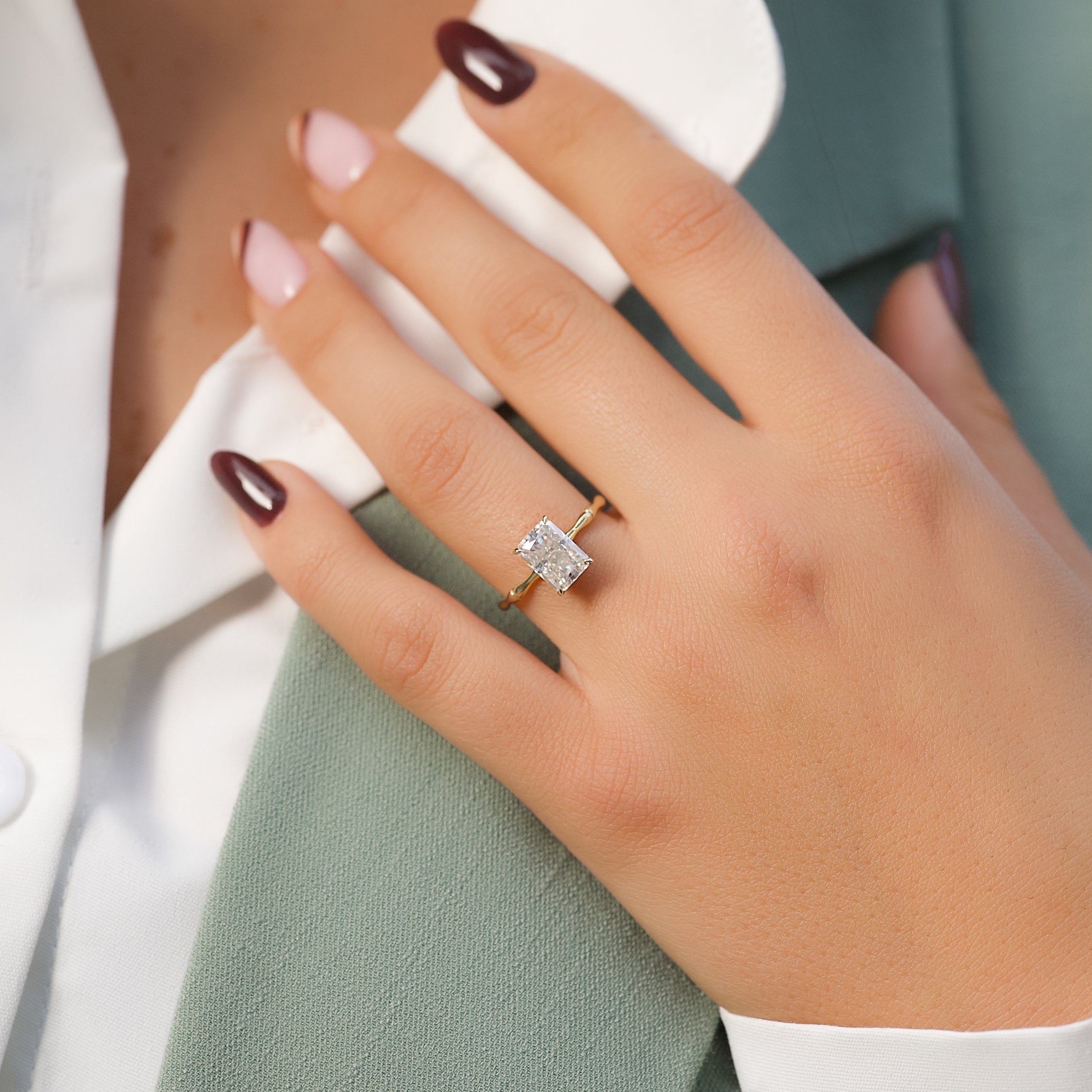 2.0 - 4.0  CT Radiant Cut Lab Grown Diamond Hidden Halo Engagement Ring