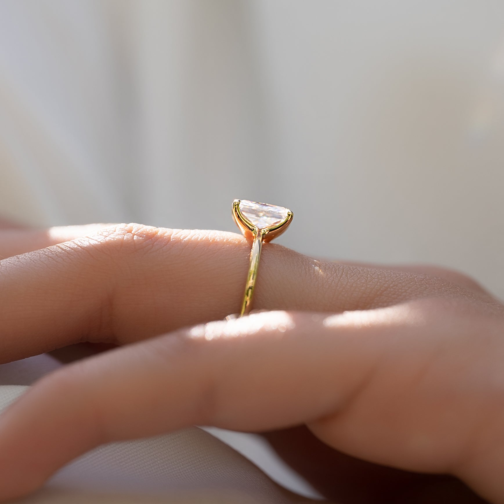 Radiant cut CVD diamond solitaire engagement ring in white gold setting