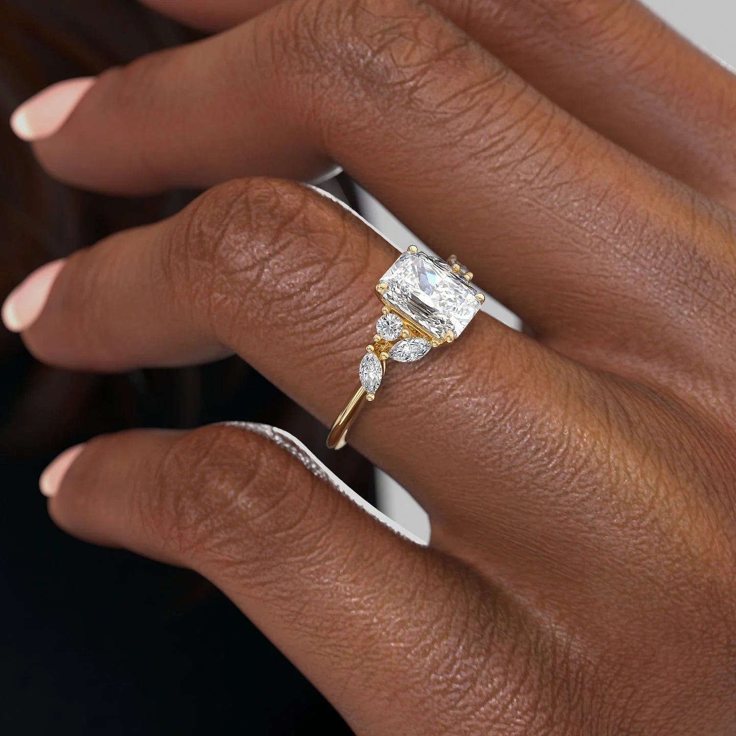 2.0 - 4.0 CT Radiant Cut CVD Diamond Cluster Engagement Ring