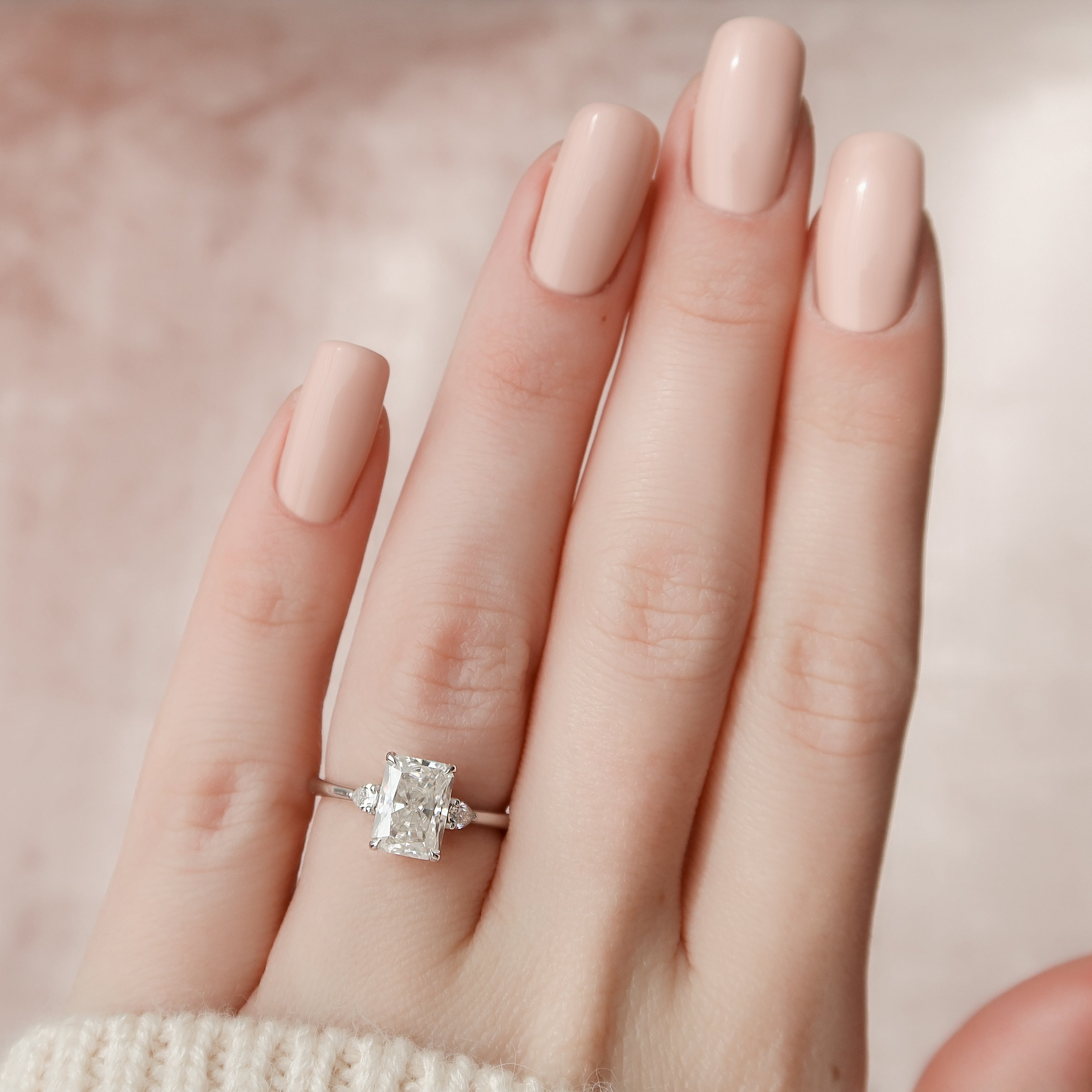 2.0 - 4.0 CT Radiant Cut CVD Diamond Three Stone Engagement Ring