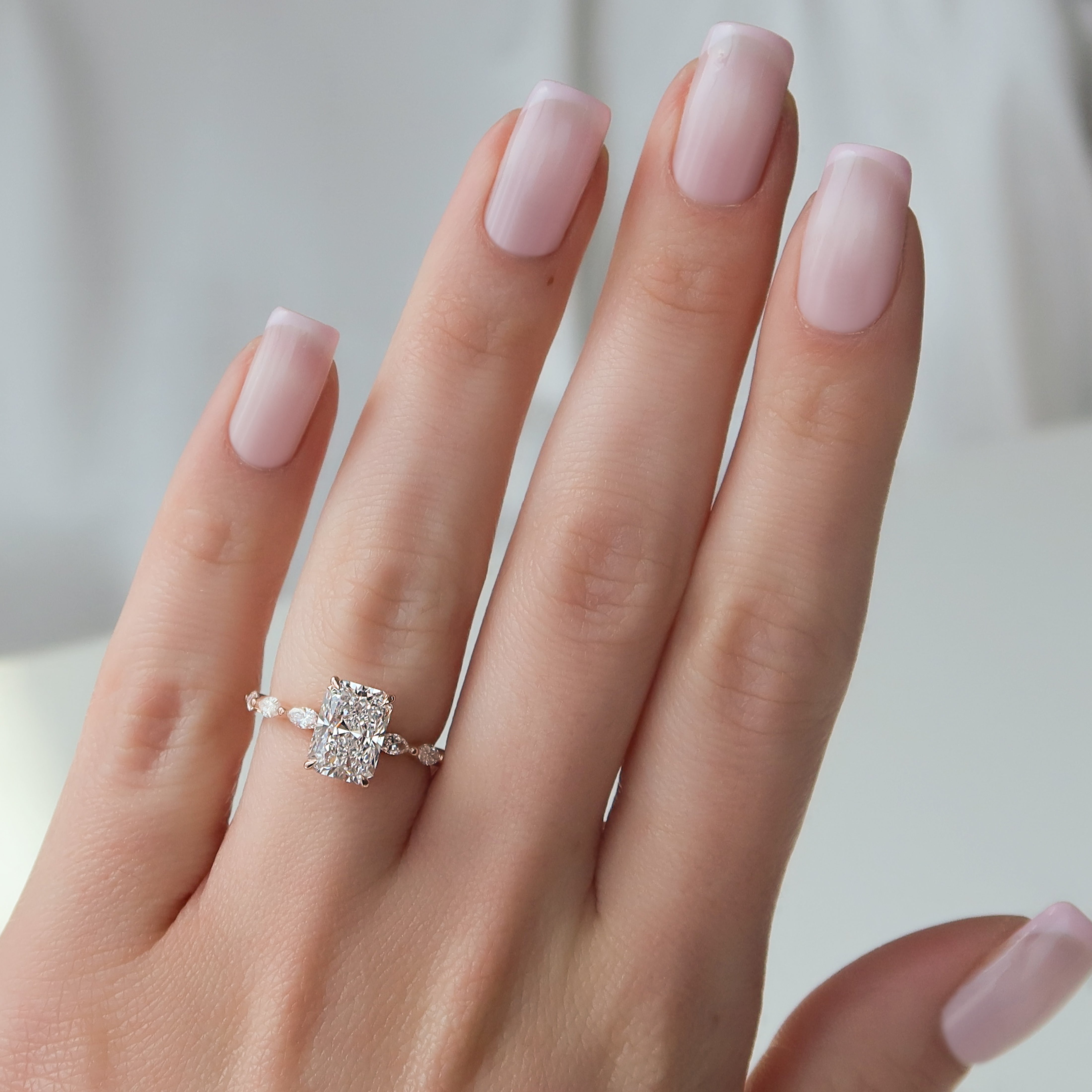 2.0 - 4.0 CT Radiant Cut CVD Diamond Hidden Halo & Pave Engagement Ring