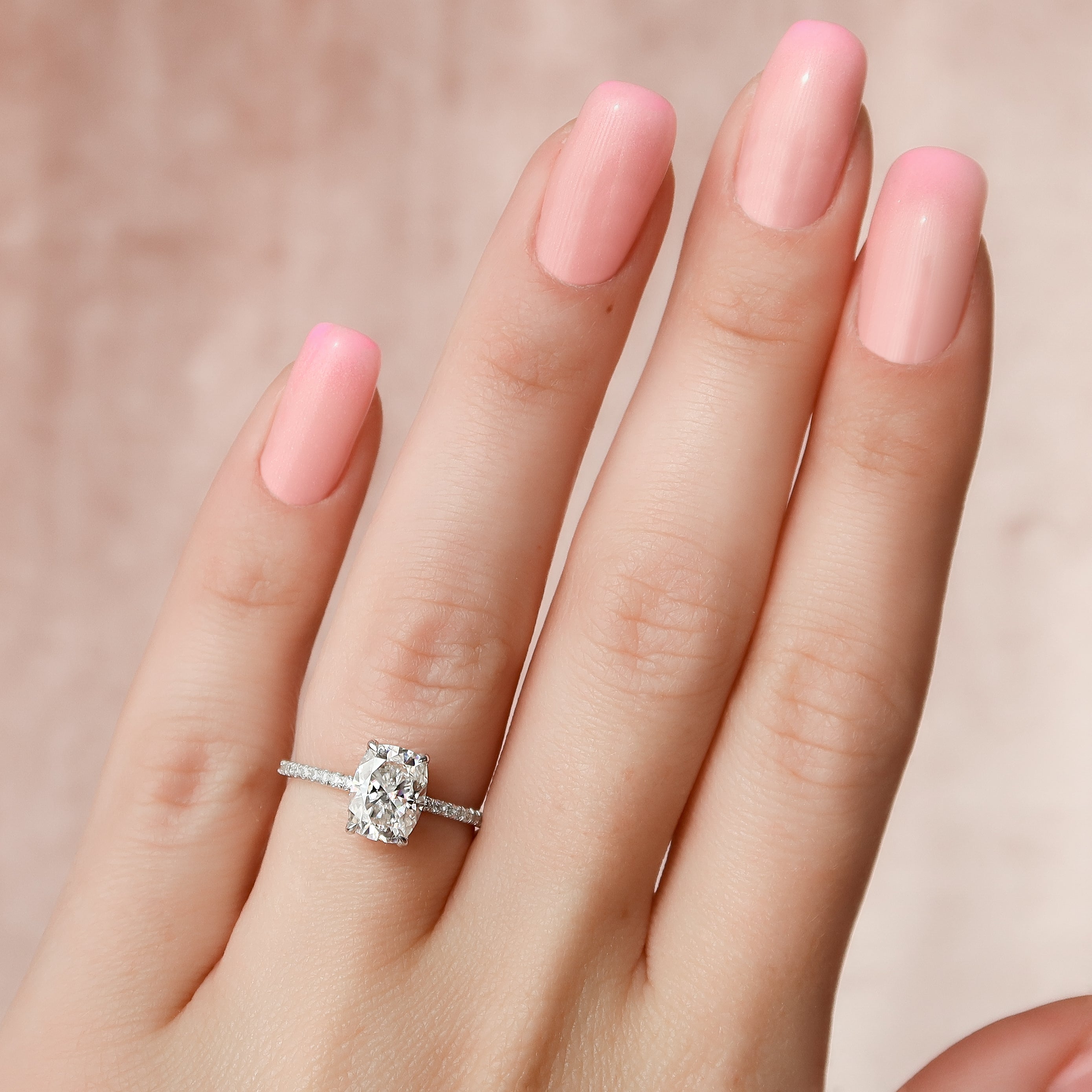 2.0 - 4.0 CT Elongated Cushion Cut Lab Grown Diamond Hidden Halo & Pave Style Engagement Ring