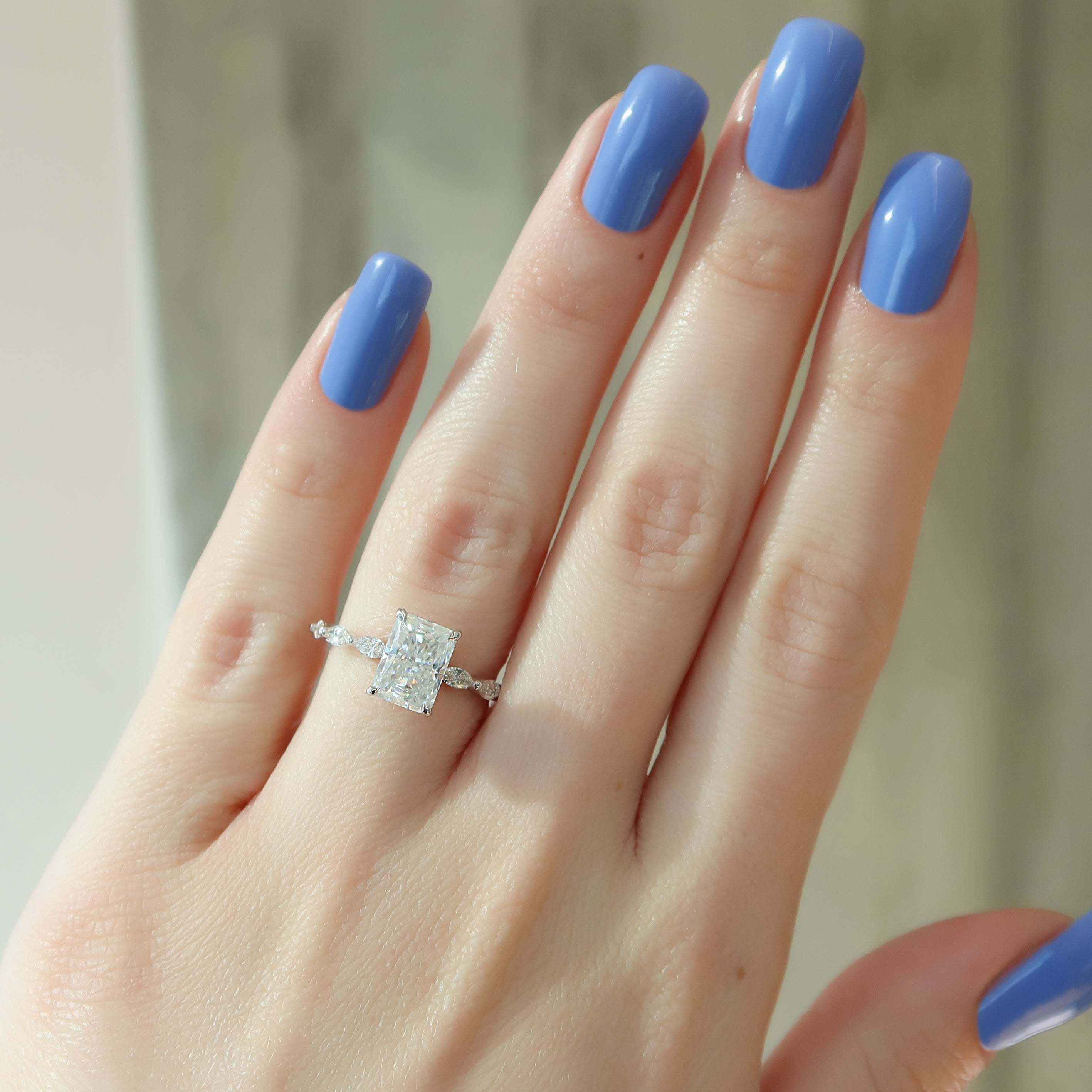 2.0 - 4.0 CT Radiant Cut CVD Diamond Hidden Halo & Pave Engagement Ring
