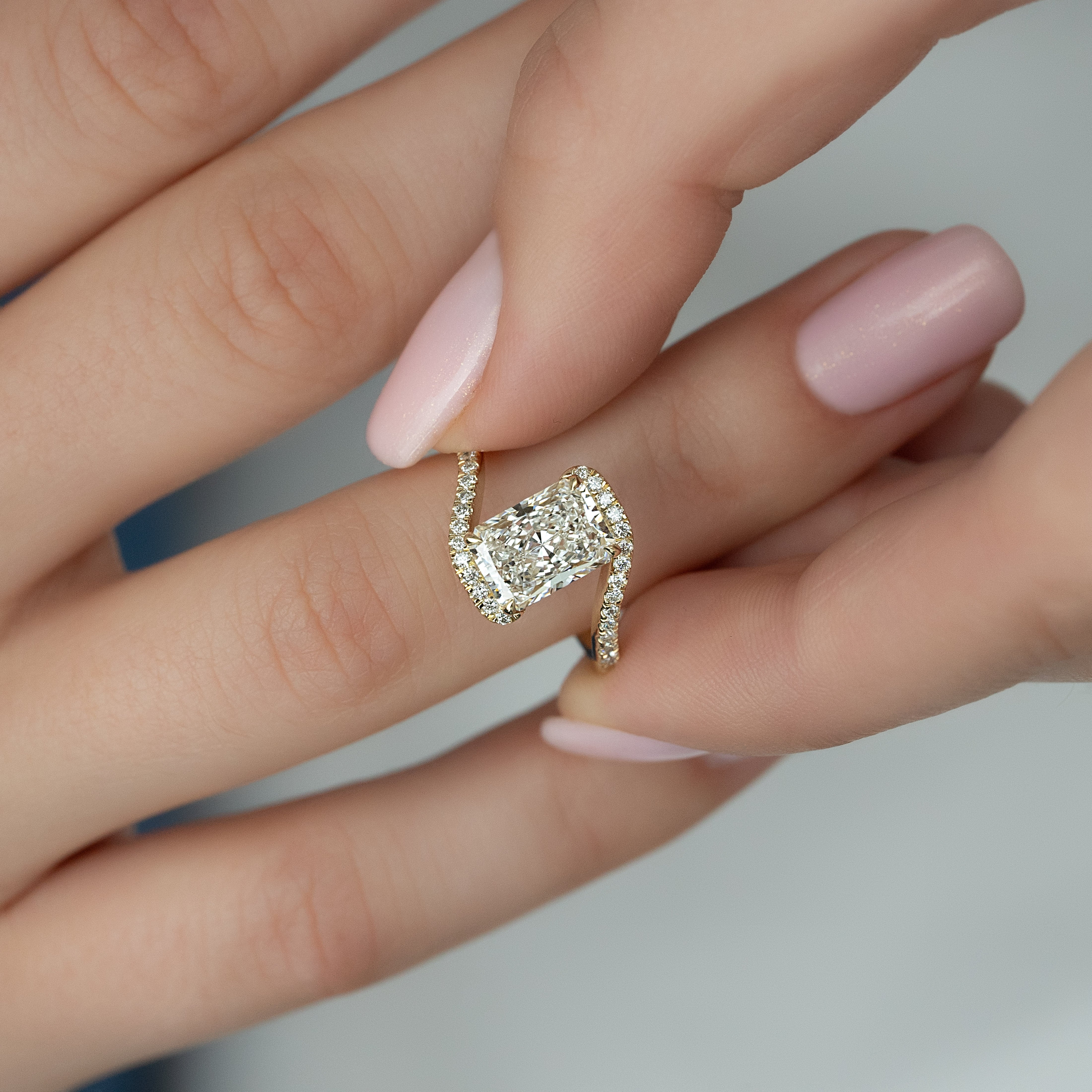 2.0 - 4.0  CT Radiant Cut Lab Grown Diamond Bypass Engagement Ring