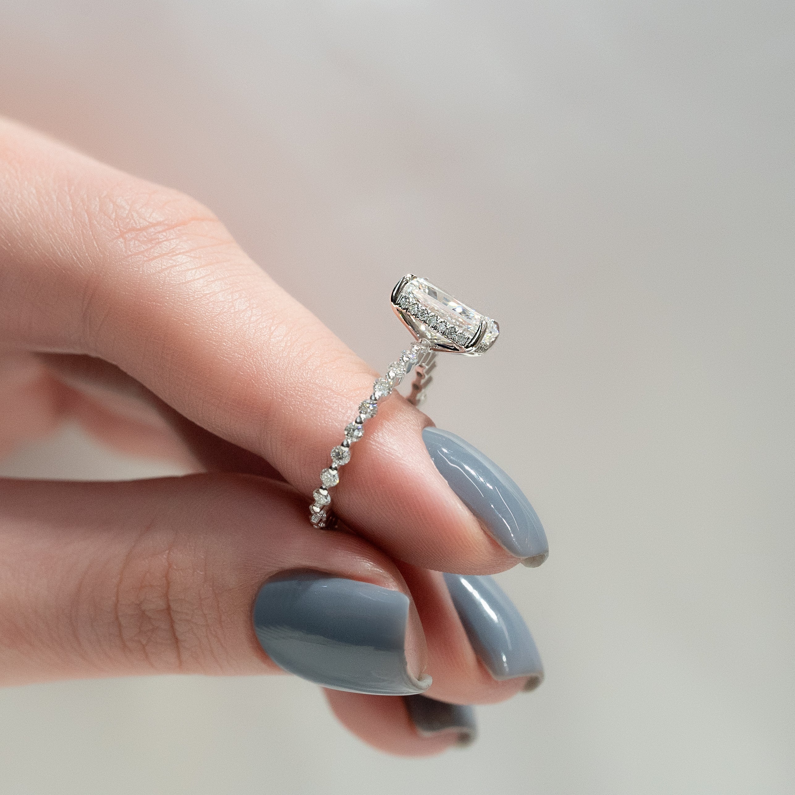 2.0 - 4.0 CT Radiant Cut CVD Diamond Hidden Halo & Pave Engagement Ring