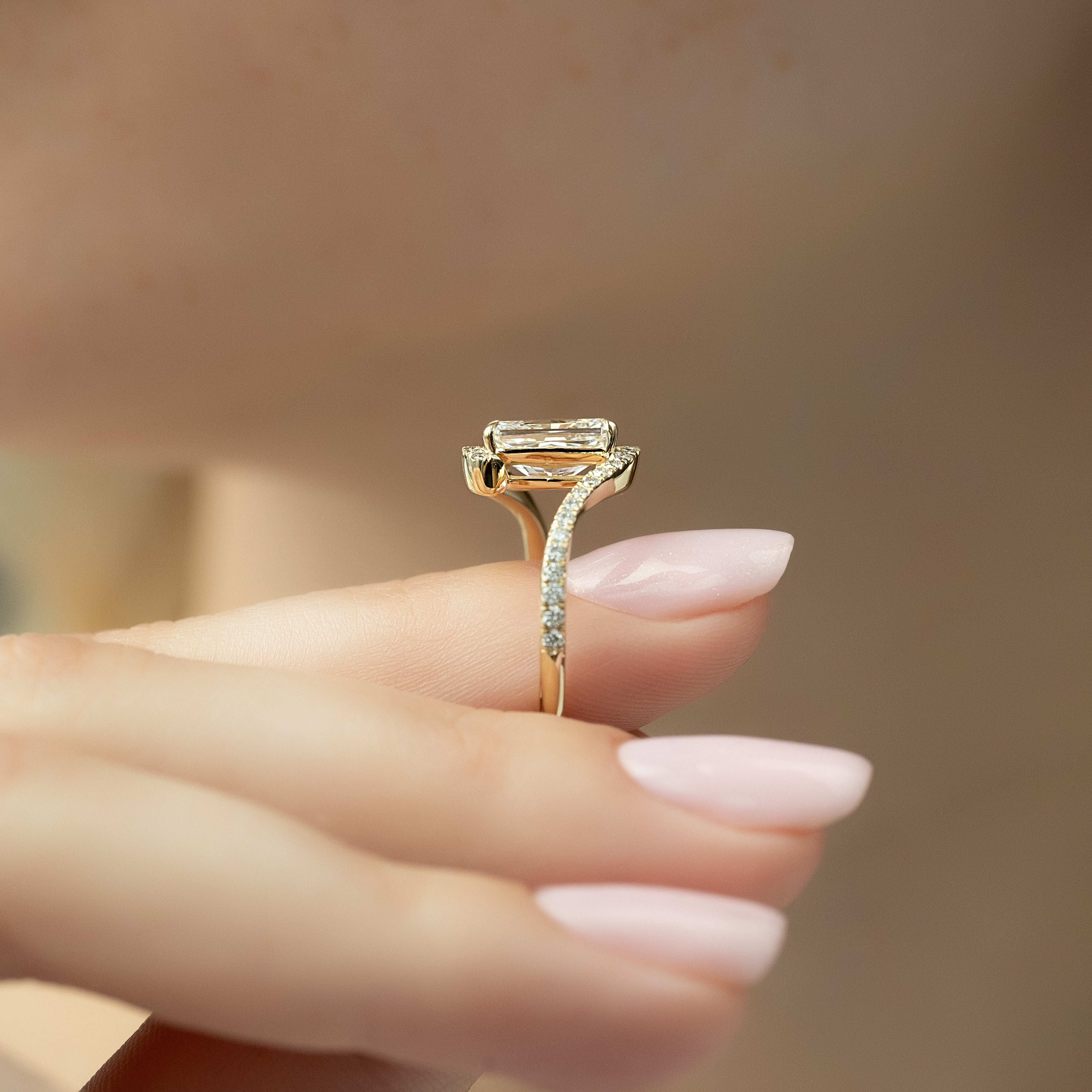 2.0 - 4.0 CT Radiant Cut Lab Grown Diamond Bypass Engagement Ring