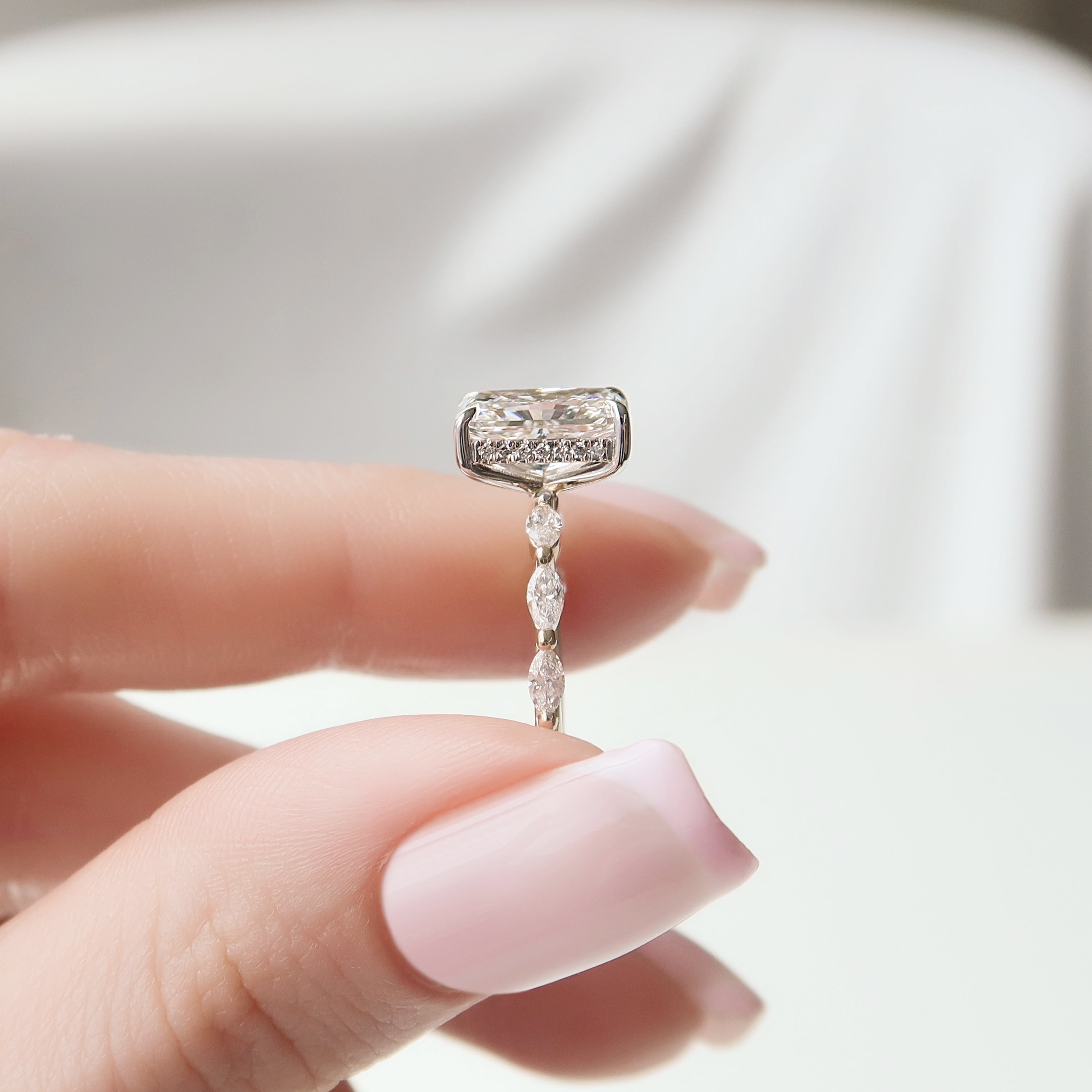 2.0 - 4.0 CT Radiant Cut CVD Diamond Hidden Halo & Pave Engagement Ring