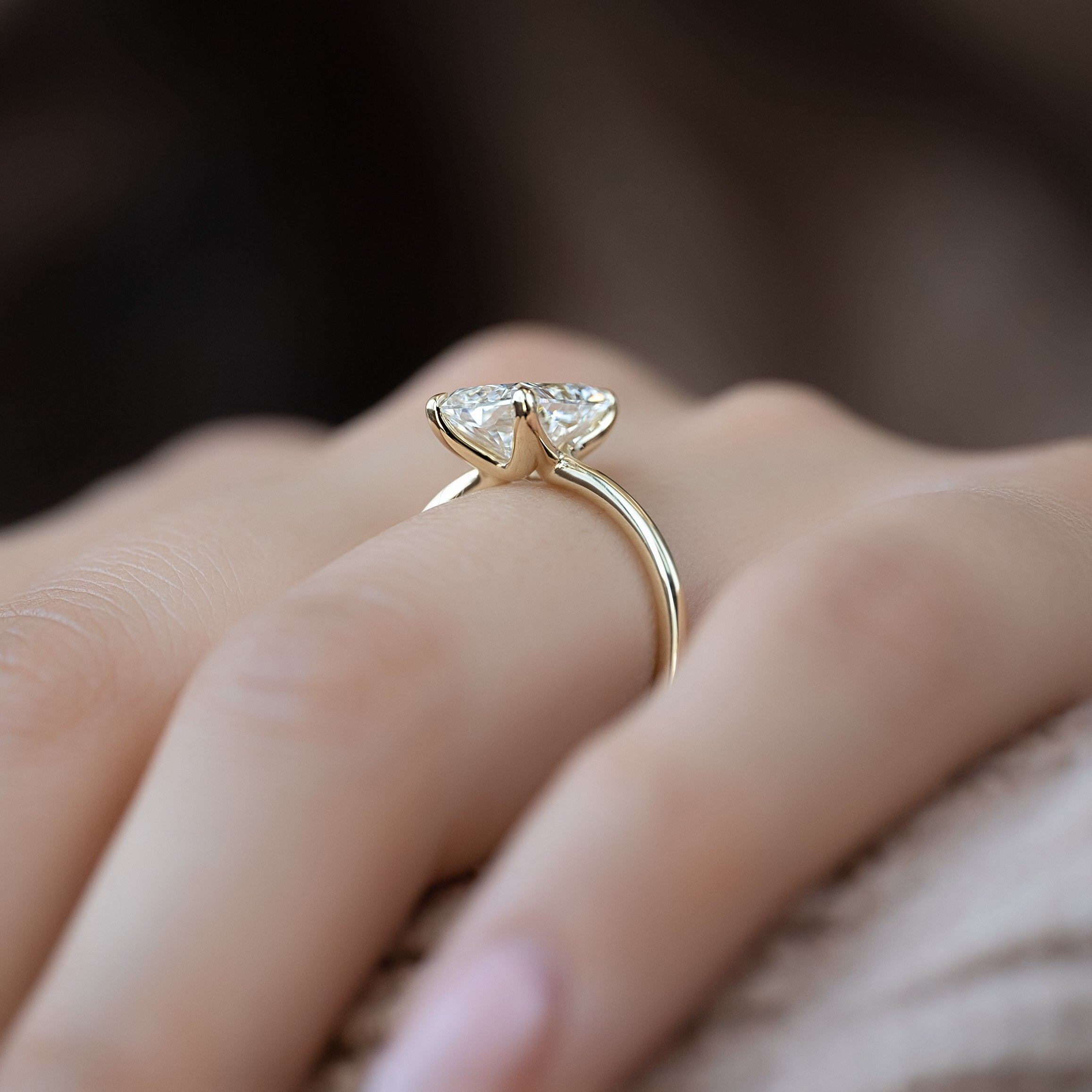 Radiant cut CVD diamond solitaire engagement ring in white gold setting