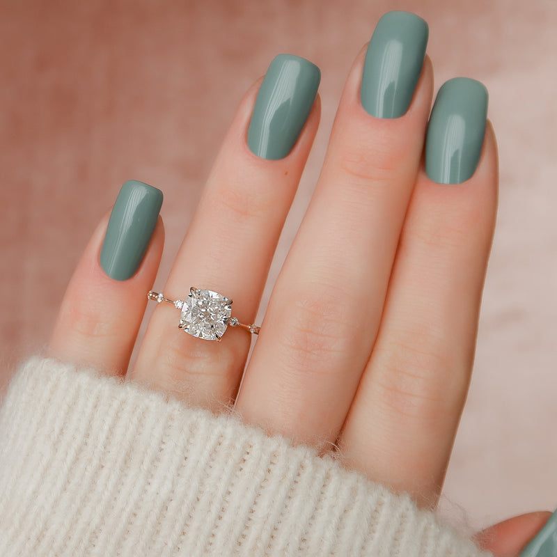 1.0 - 3.0 CT Cushion Cut Lab Grown Diamond Dainty Engagement Ring