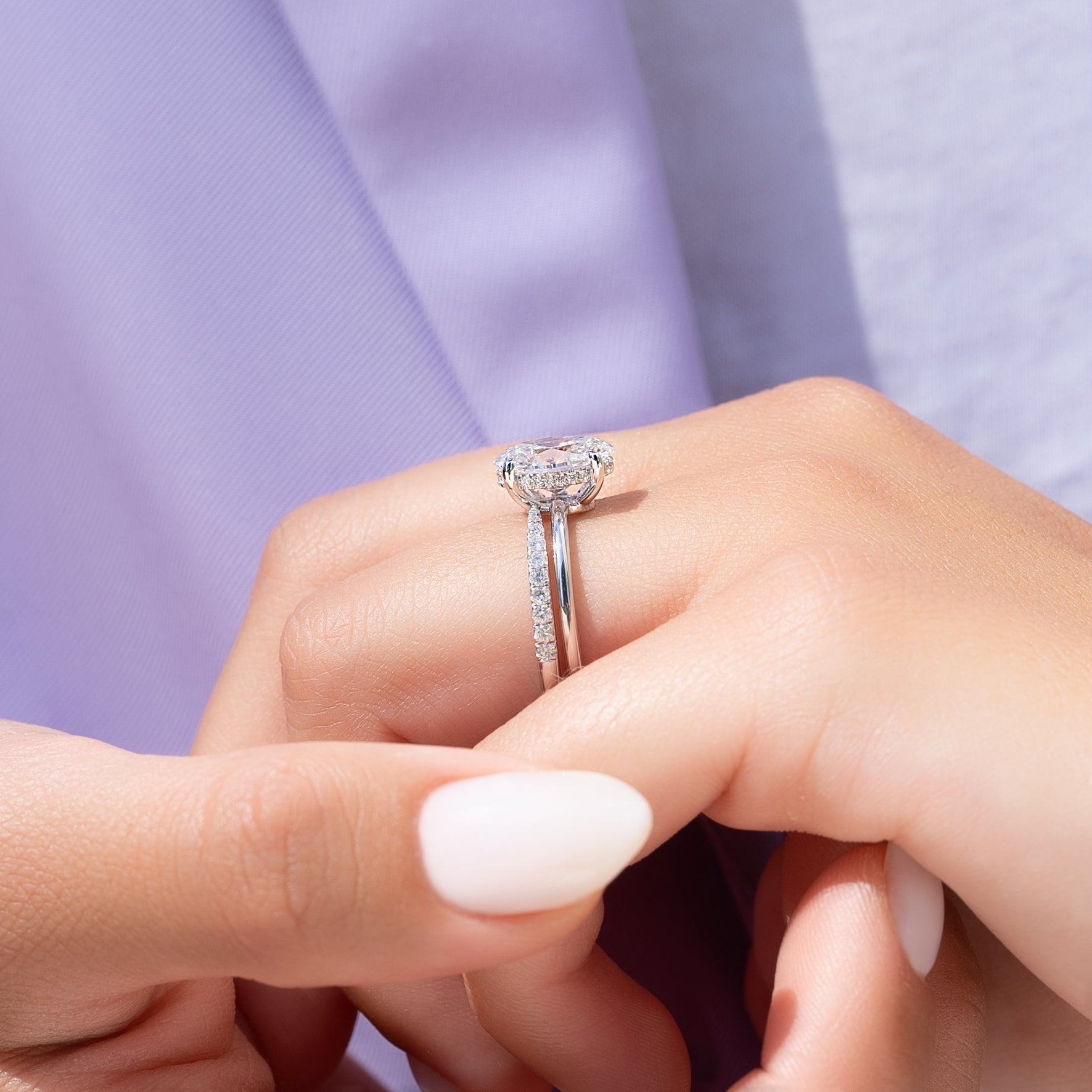 2.0 - 4.0 CT Oval Cut CVD Diamond Hidden Halo Engagement Ring
