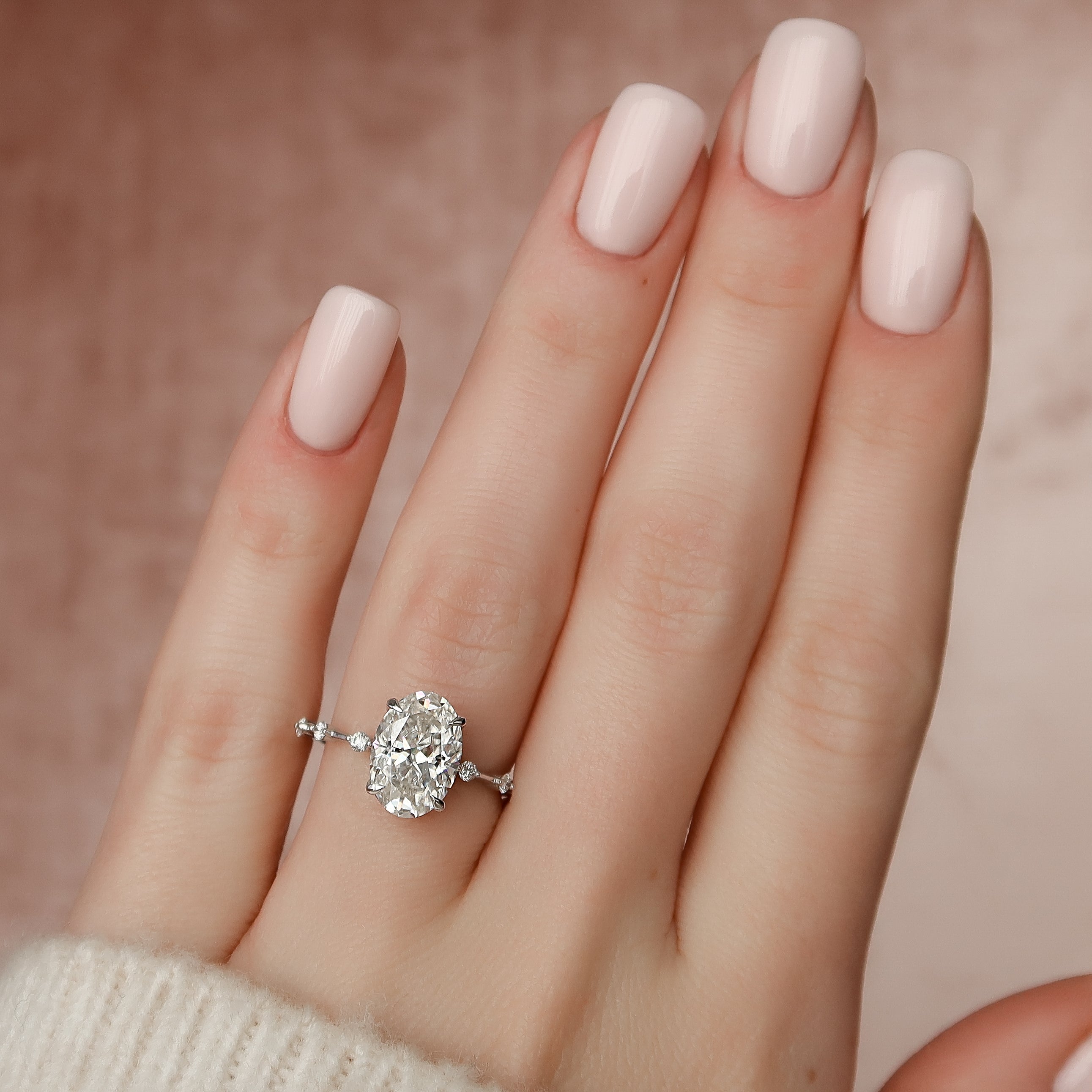 2.0 - 4.0 CT Oval Cut CVD Diamond Dainty Engagement Ring