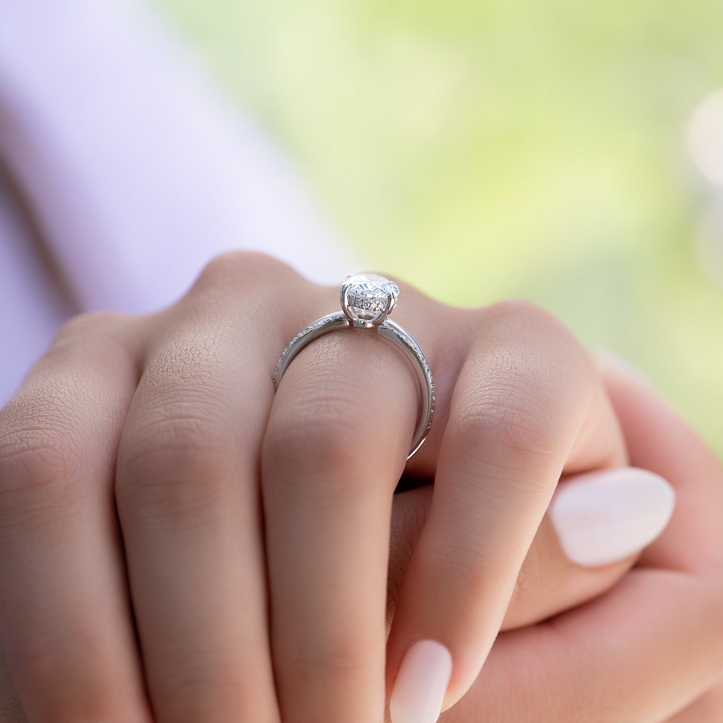 2.0 - 4.0 CT Oval Cut CVD Diamond Hidden Halo Engagement Ring