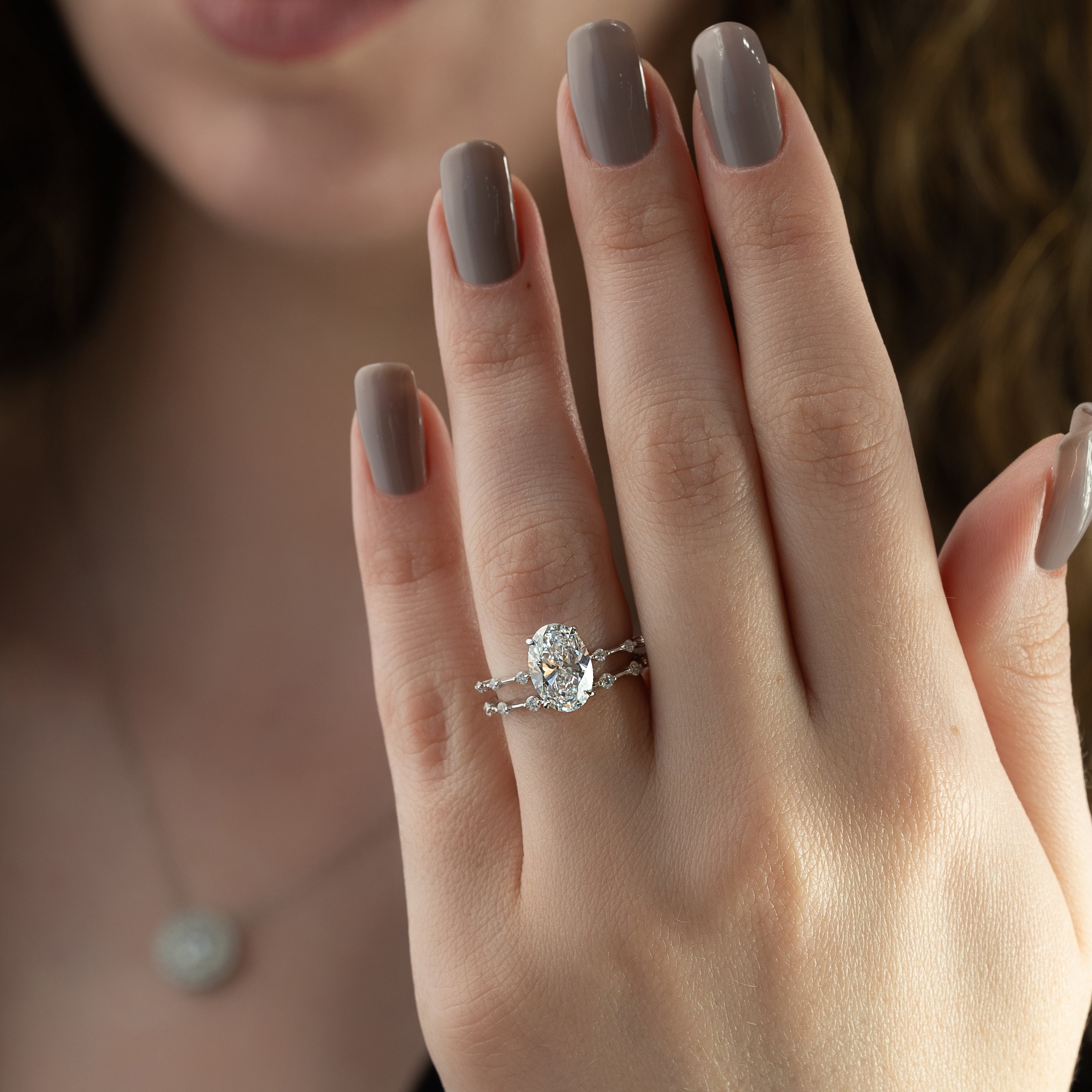 2.0 -4.0 CT Oval Cut Lab Grown Diamond Dainty Engagement Ring