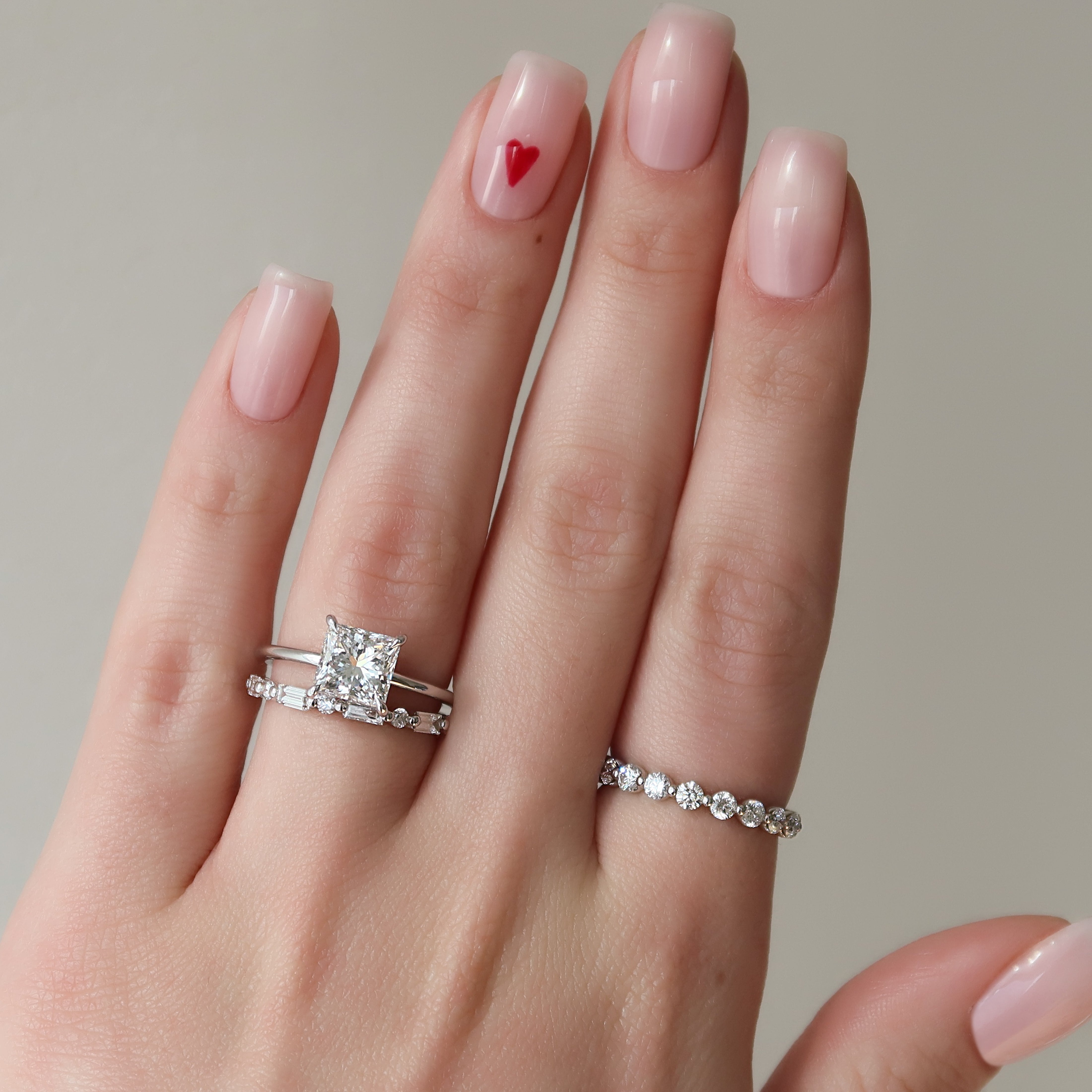 2.0 -4.0 Carat Princess cut Lab Grown Diamond Hidden Halo Style Engagement Ring