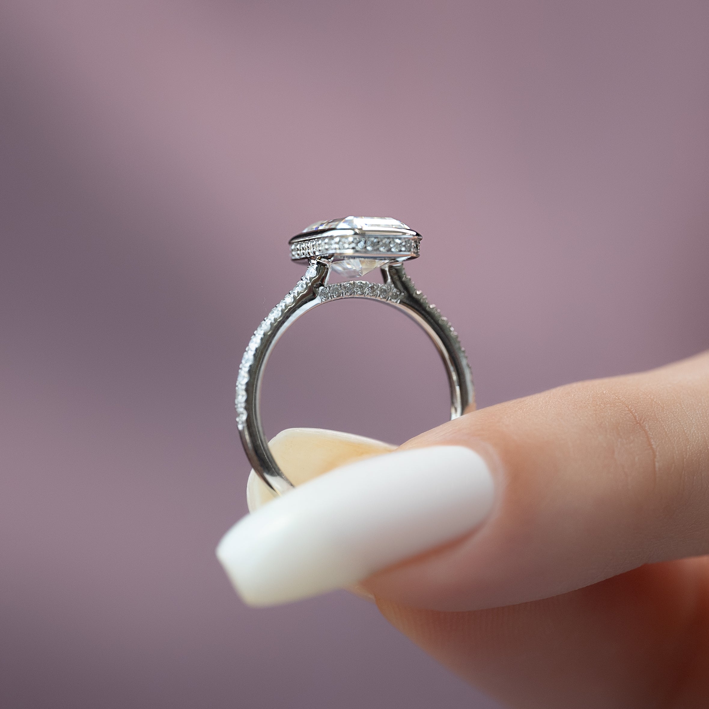 2.0 - 4.0 CT Emerald Cut Lab Grown Diamond Pave Engagement Ring