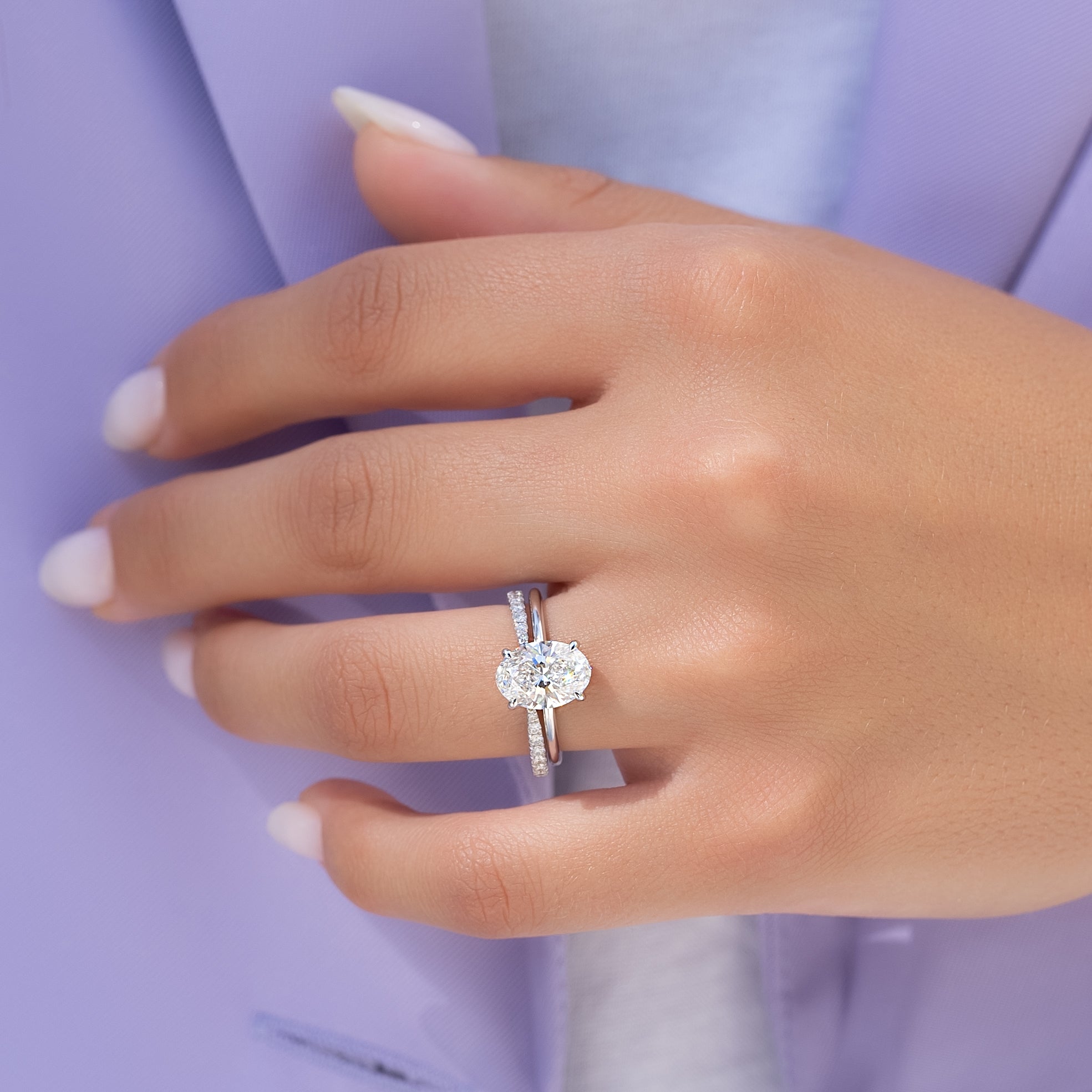 2.0 - 4.0 CT Oval Cut CVD Diamond Hidden Halo Engagement Ring