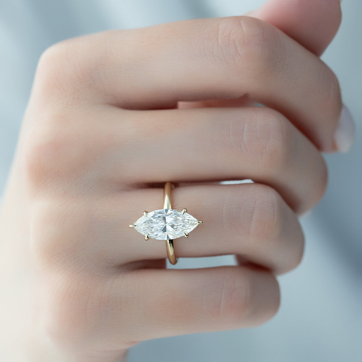 Marquise Cut CVD Diamond Hidden Halo Engagement Ring