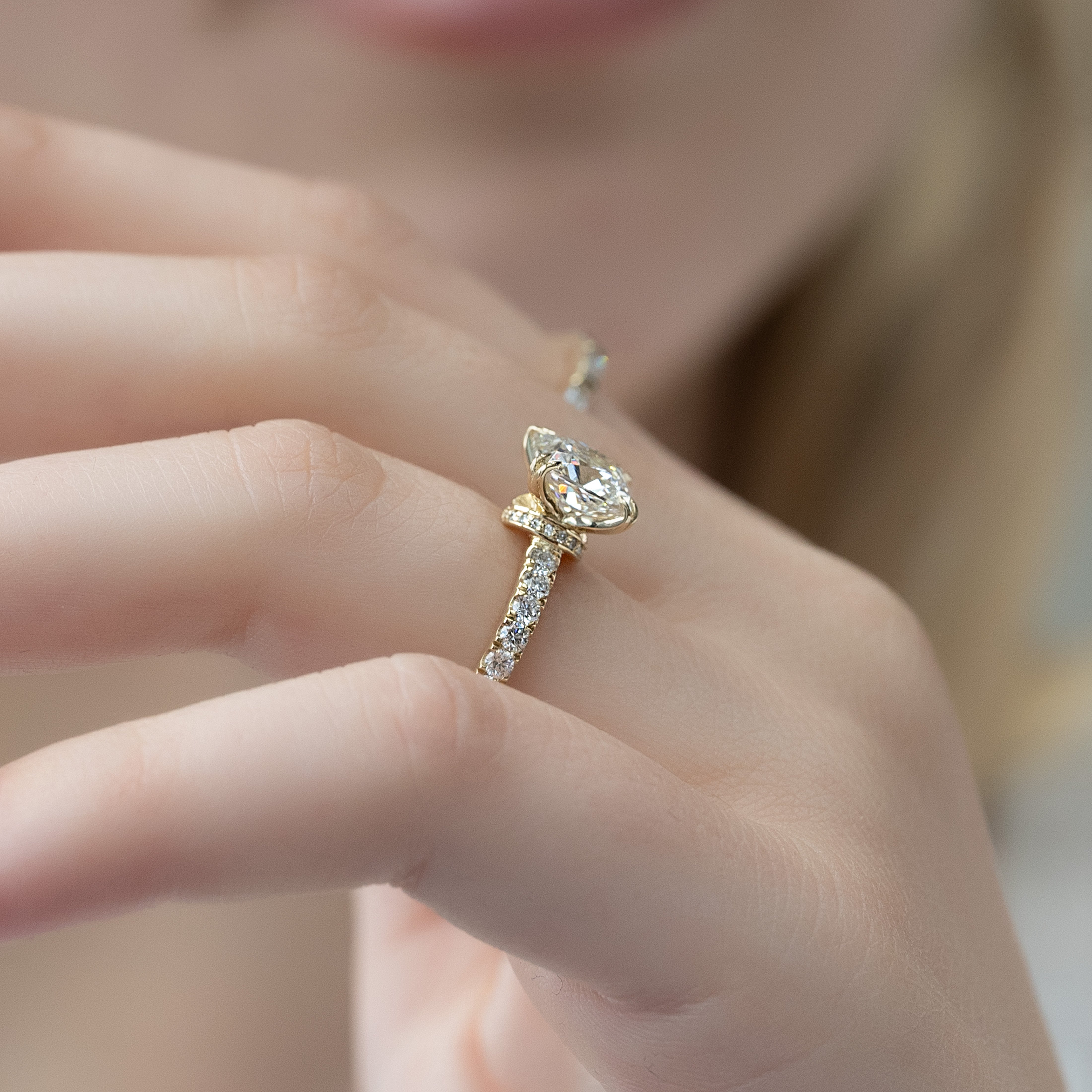 1.50 - 3.50 CT Cushion Cut CVD Diamond Hidden Halo & Pave Engagement Ring