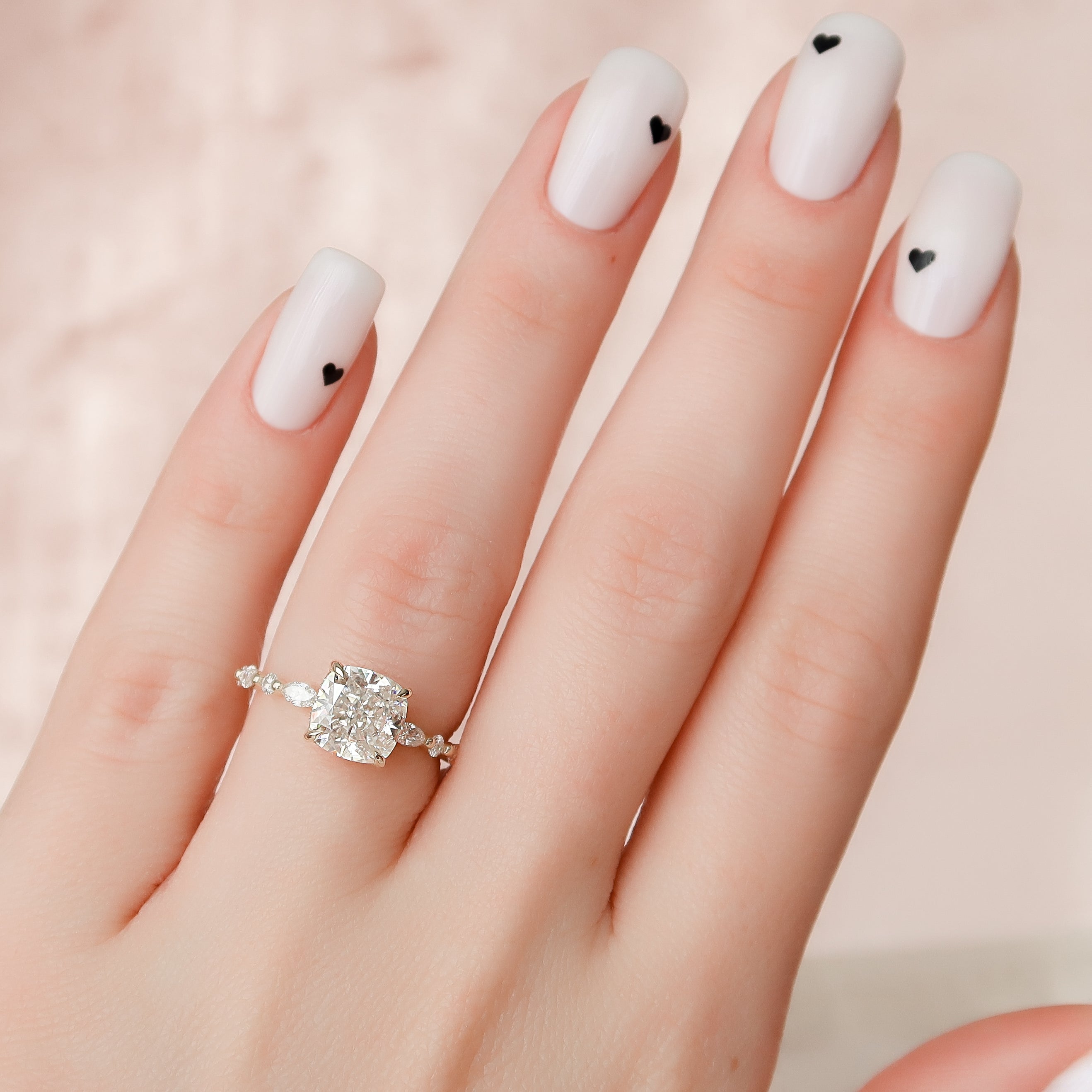 2.0 - 4.0 CT Cushion Cut Lab Grown Diamond Hidden Halo & Pave Engagement Ring