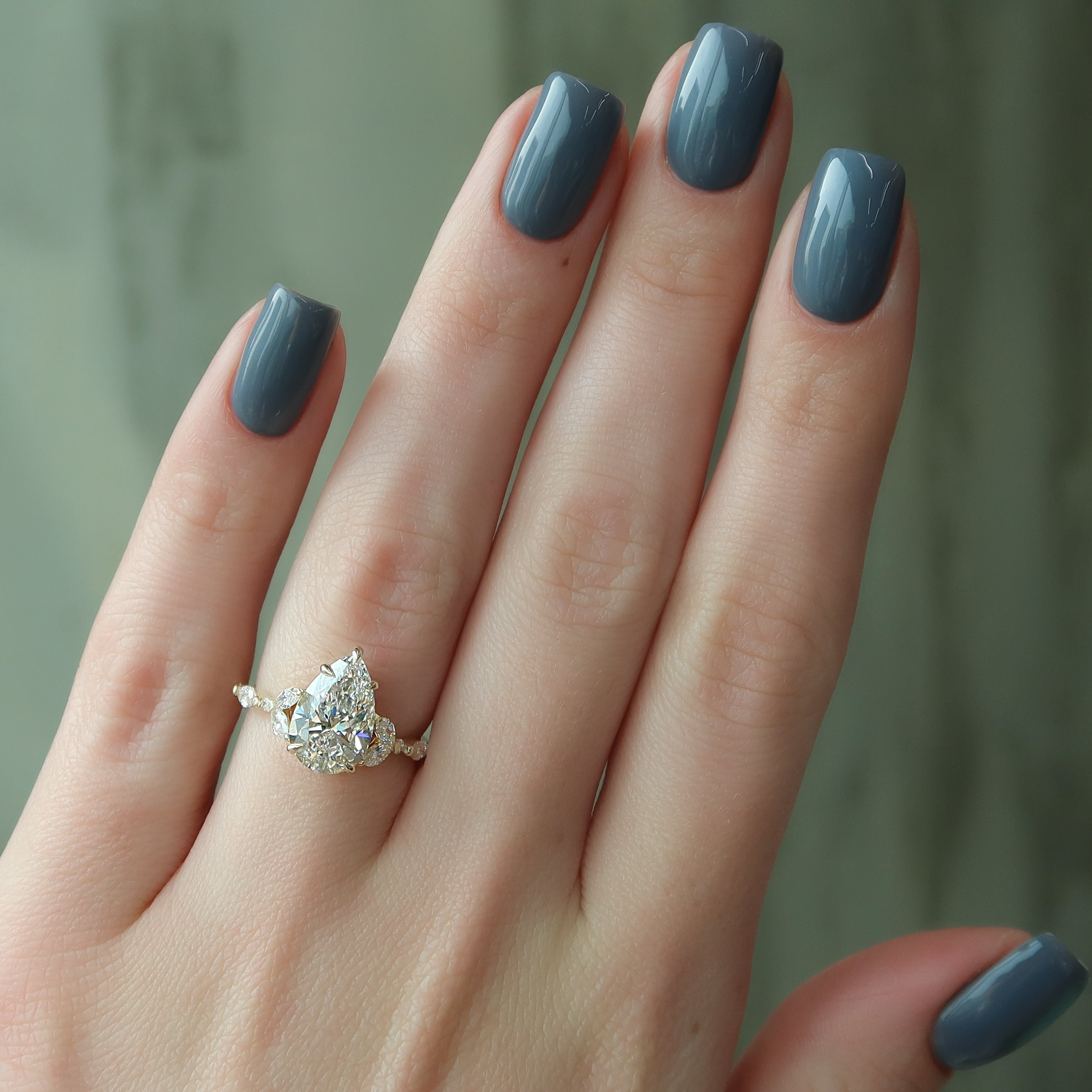 1.50 - 3.50 CT Pear Cut  Lab Grown Diamond Cluster Engagement Ring