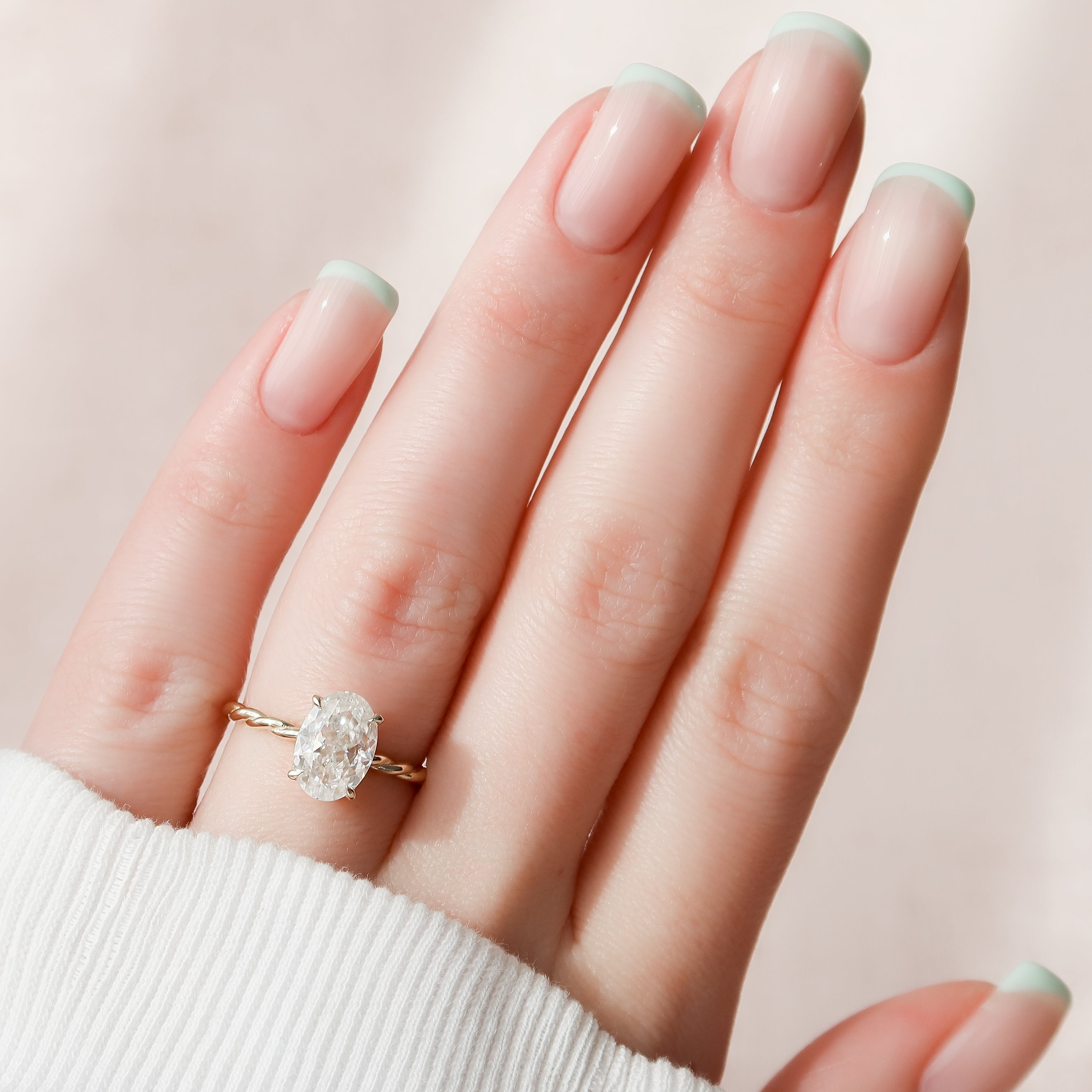 1.0 -3.0 CT Oval Cut CVD Diamond Hidden Halo Engagement Ring