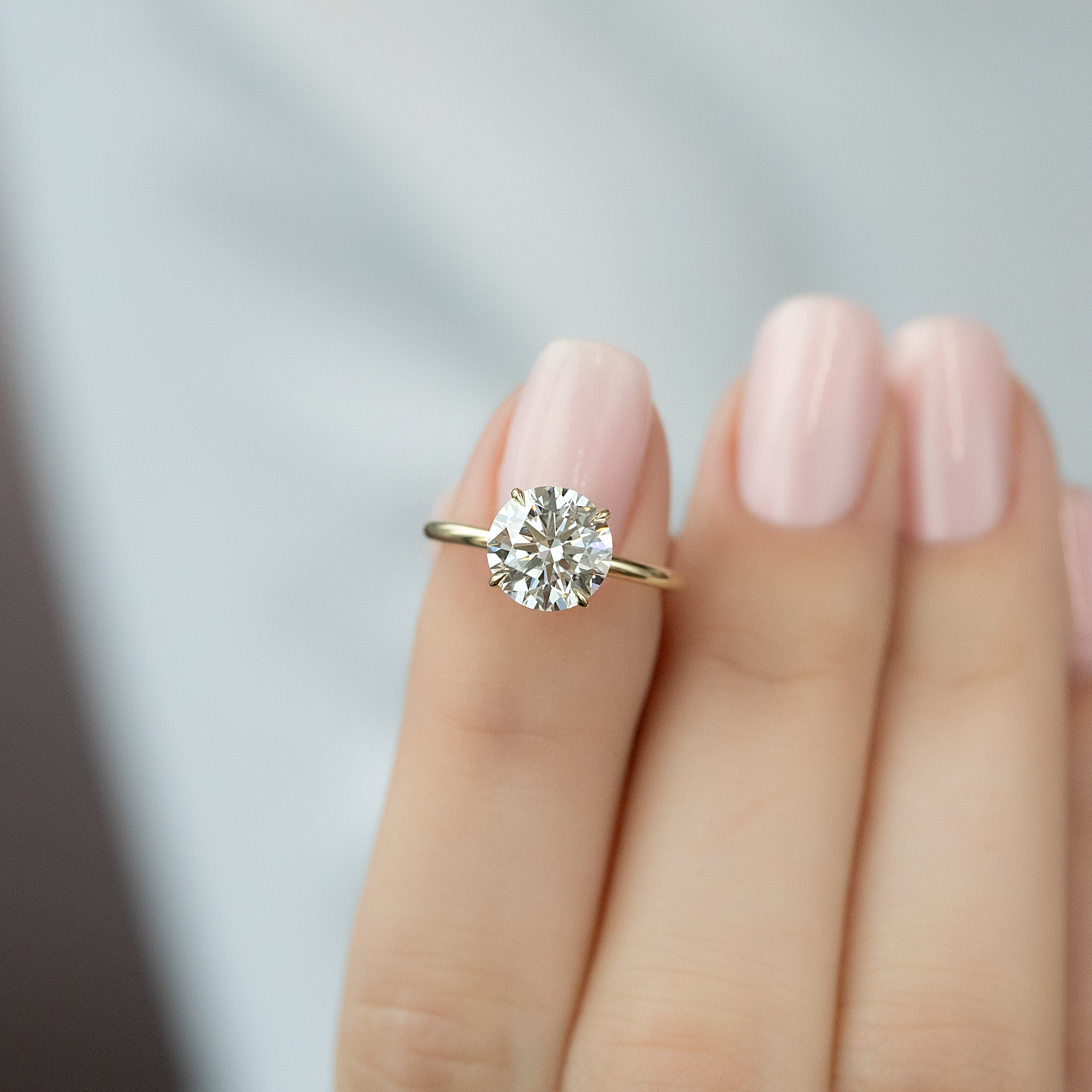 1.0 - 3.0 CT Round Cut CVD Diamond Solitaire Engagement Ring