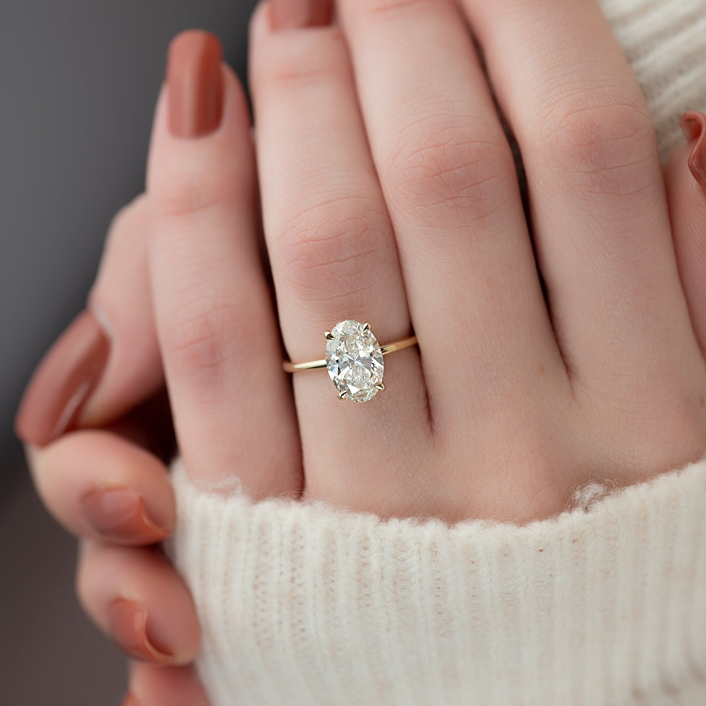 2.0 - 4.0 CT Oval Cut CVD Diamond Hidden Halo Engagement Ring