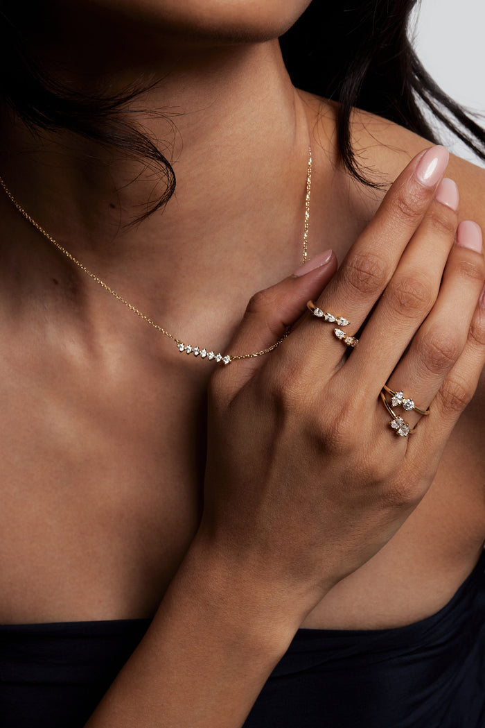 Round Cut Buttercup Style Moissanite Diamond Necklace