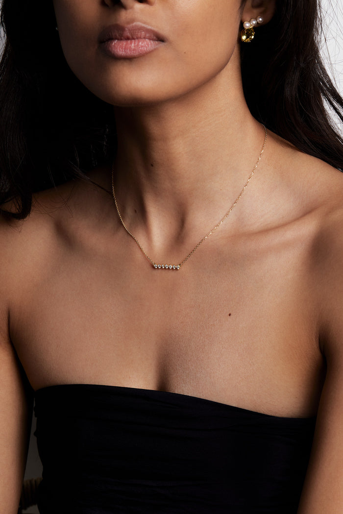 Round Cut Buttercup Style Moissanite Diamond Necklace