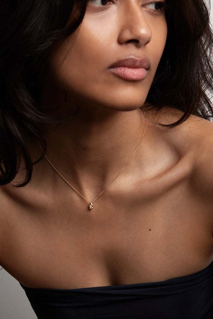 Mini Pear Moissanite Diamond Necklace