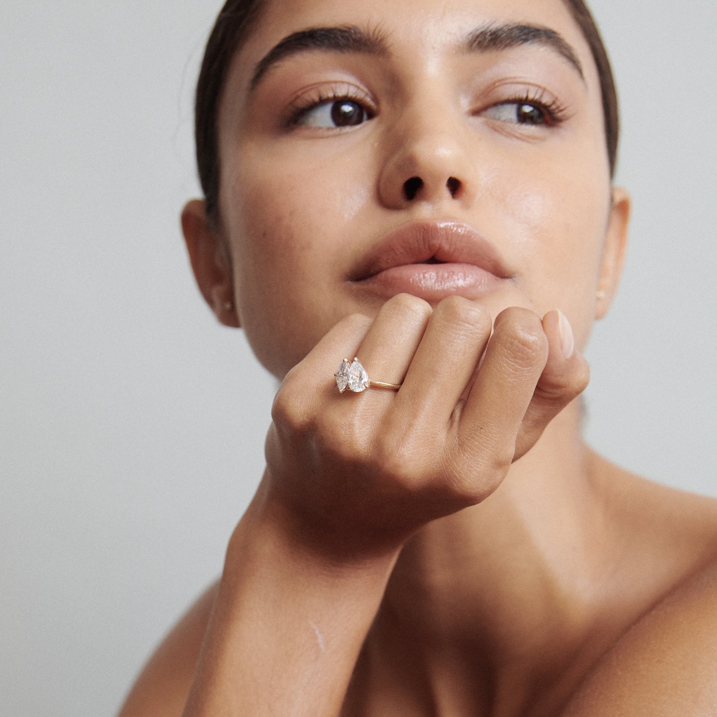 1.5 CT Pear & Marquise G/VS1 CVD Diamond Two Stone Engagement Ring - Camila Brown